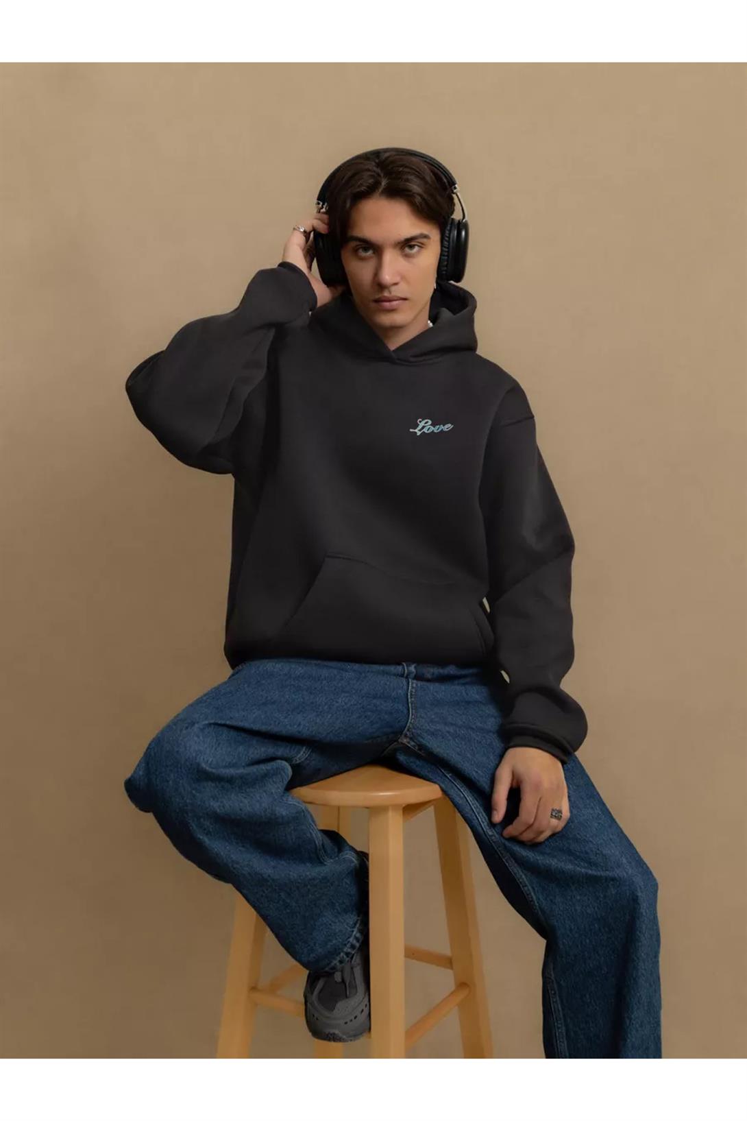 Unisex with Love Sweatshirt Antrasit