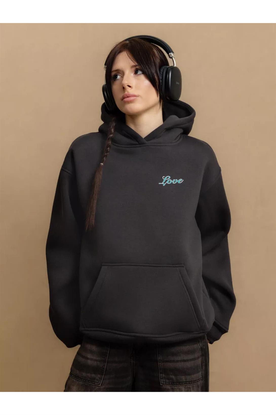 Unisex with Love Sweatshirt Antrasit