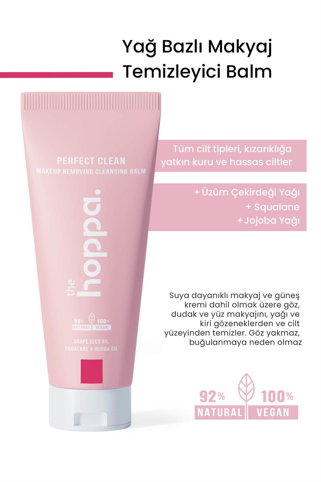 Yağ Bazlı Makyaj Temizleyici Balm Üzüm Çekirdeği Yağı + Squalane + Jojoba Yağı 100 ML