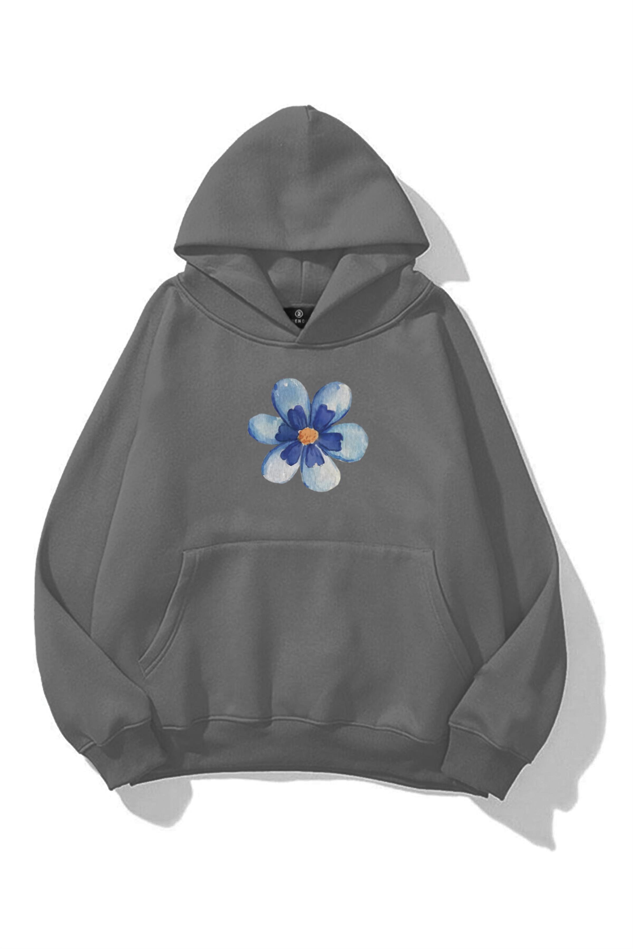 Kadın Blue Flower Sweatshirt Antrasit