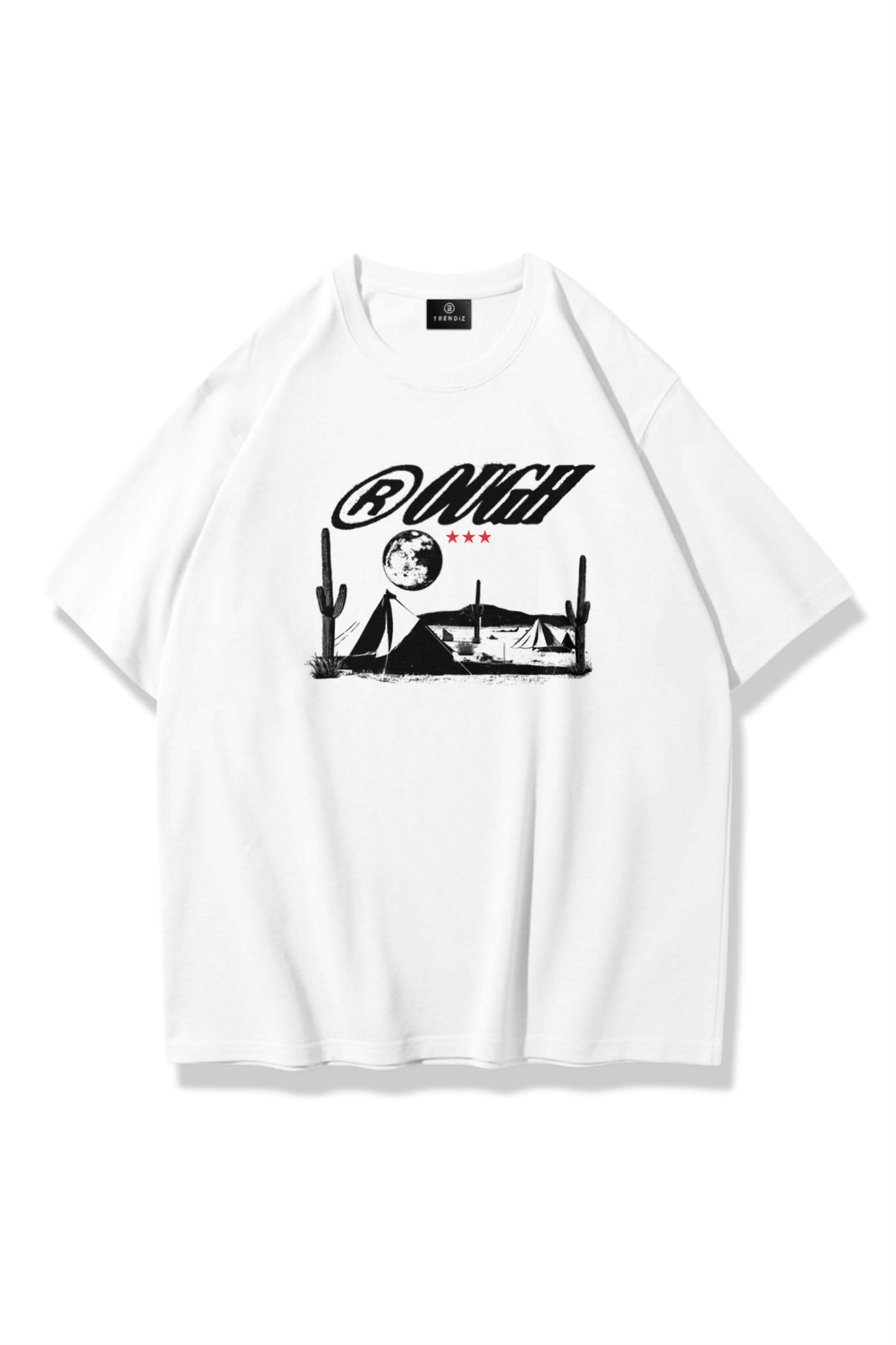 Unisex Rough Desert Tshirt Beyaz