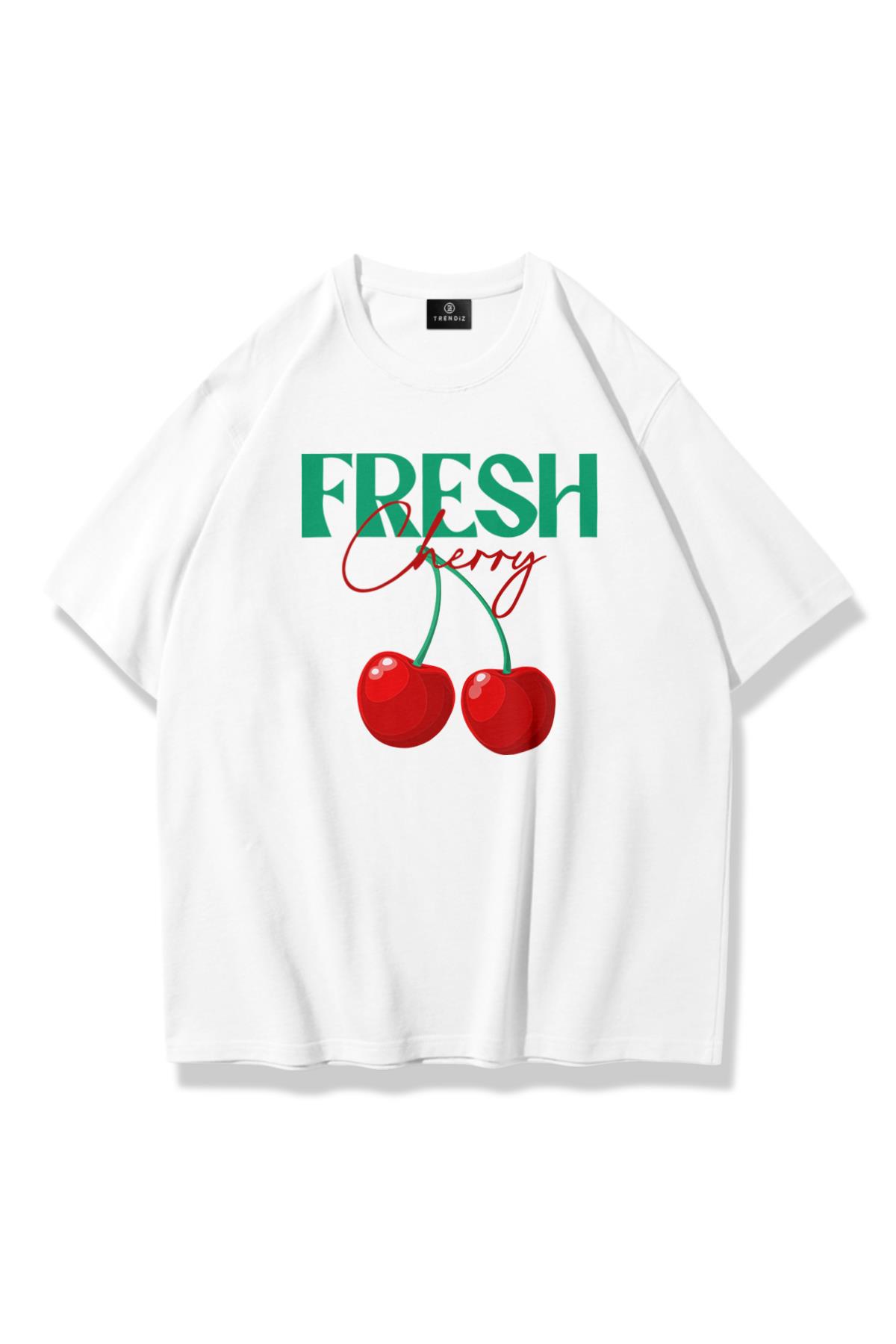 Kadın Fresh Cherry Tshirt Beyaz