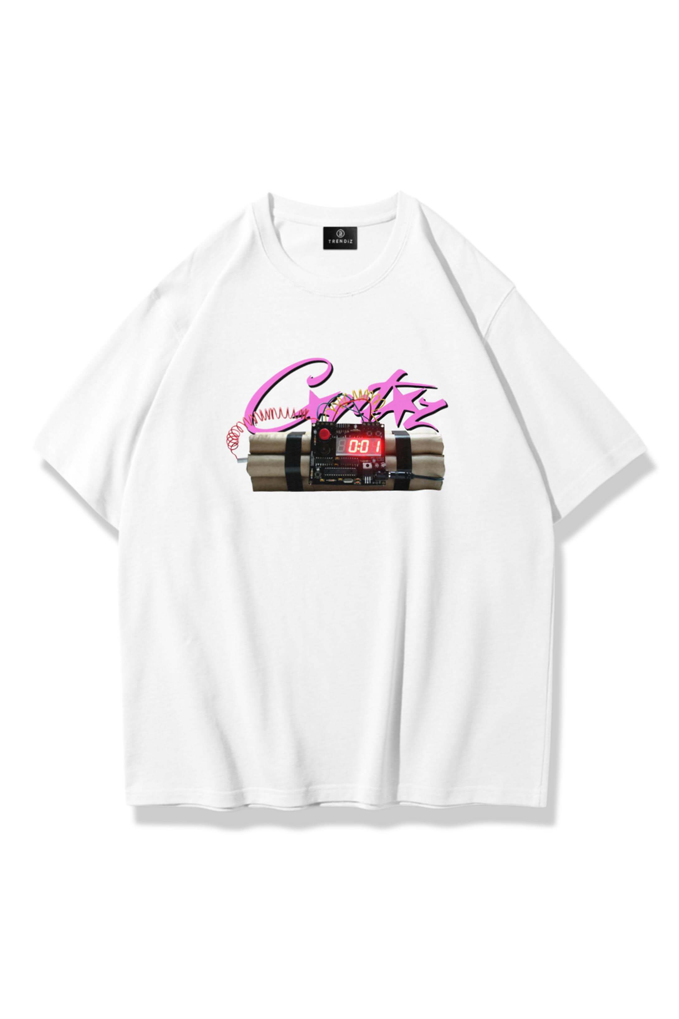 Unisex Time Bomb Tshirt Beyaz