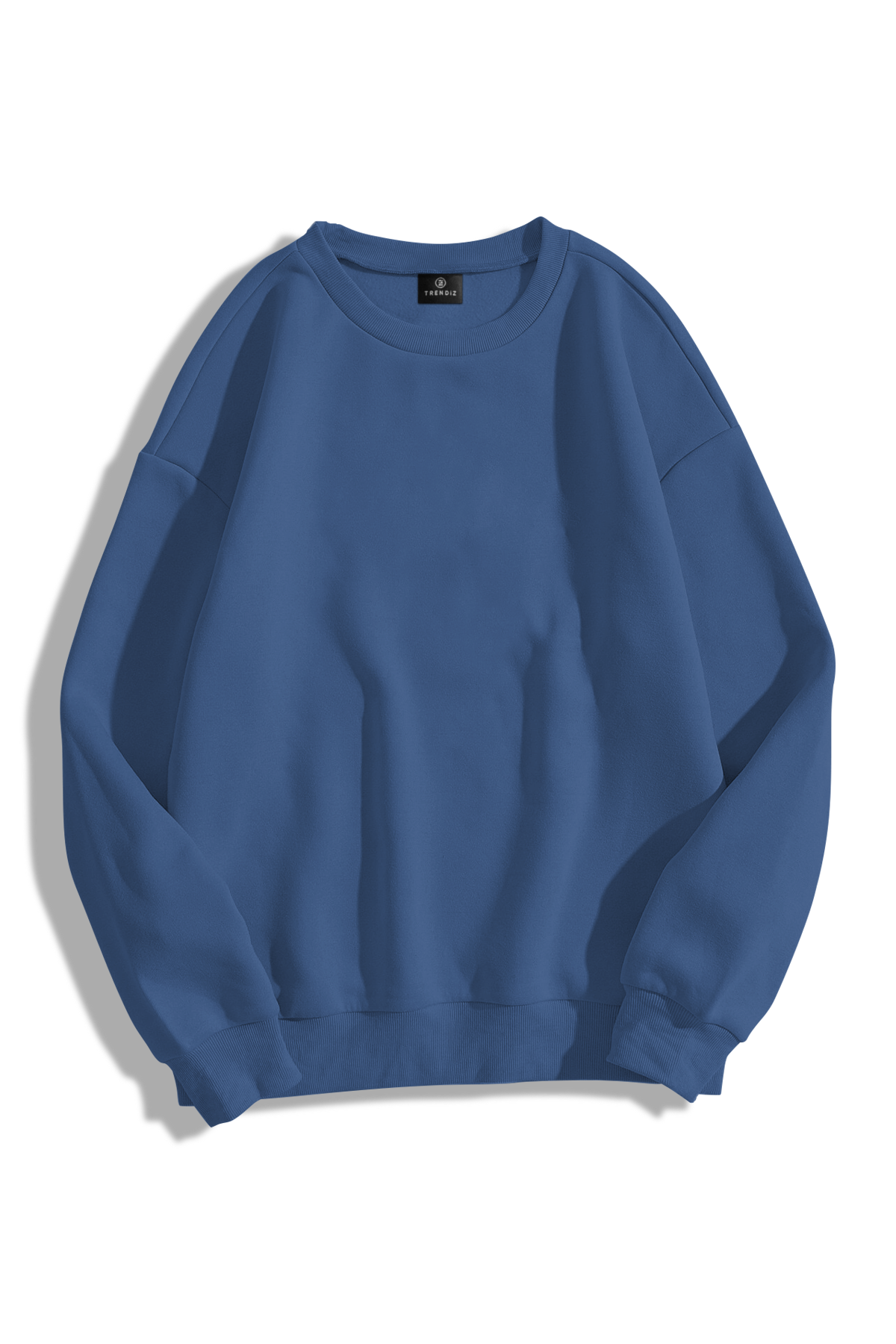 Unisex Basic Bisiklet Yaka Sweatshirt İndigo