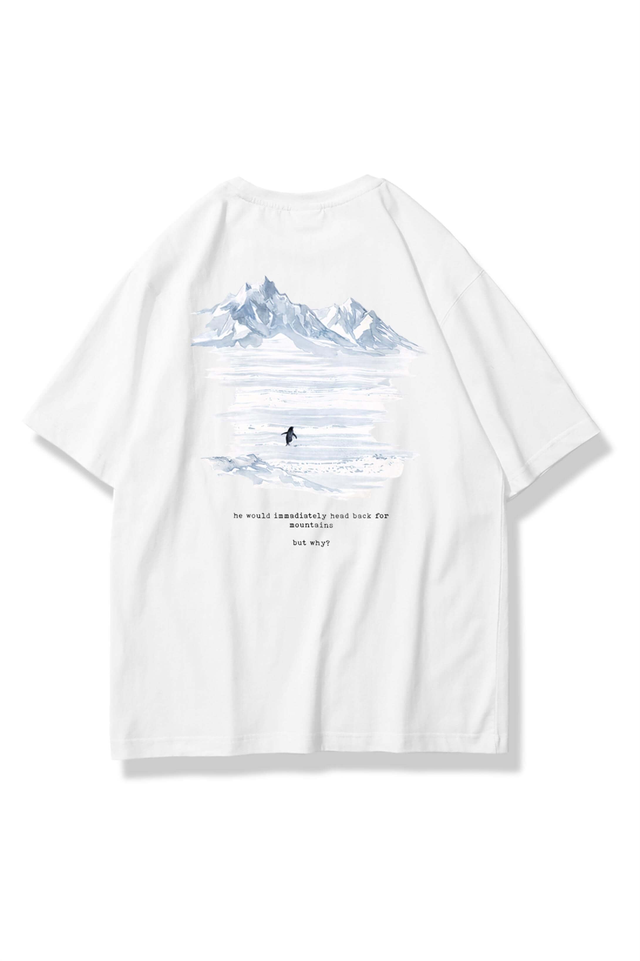 Unisex Lone Penguin Tshirt Beyaz