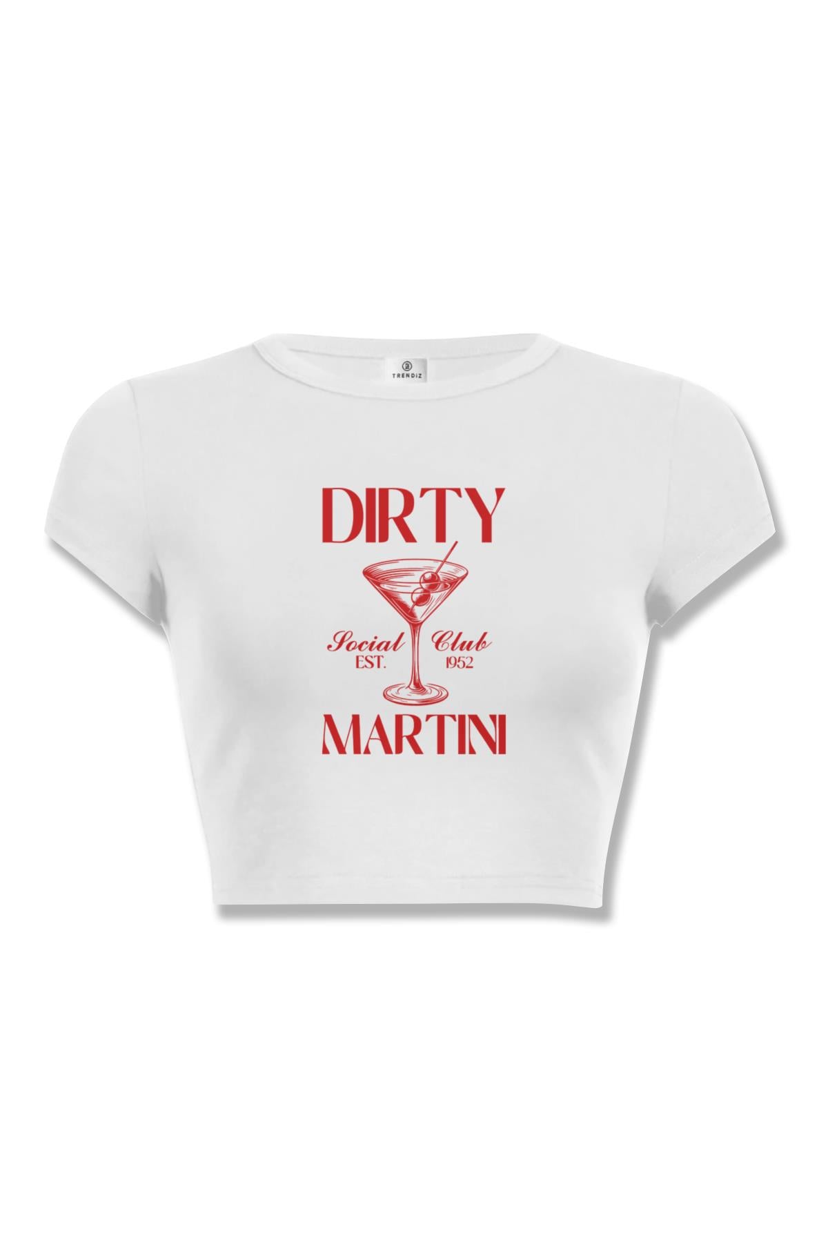 Kadın 1952 Dirty Martini Social Club Crop Beyaz