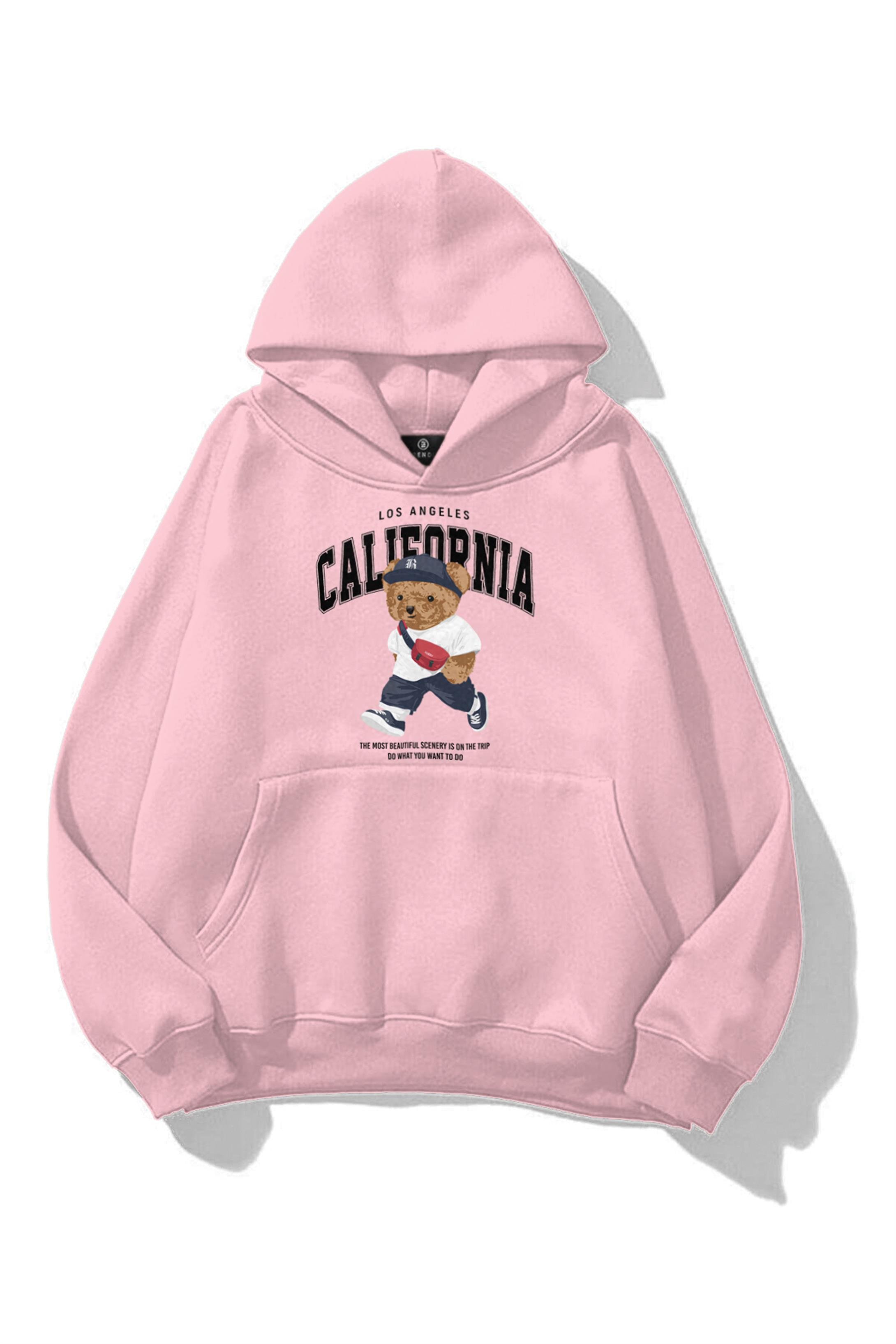 Unisex California Bear Sweatshirt Pembe