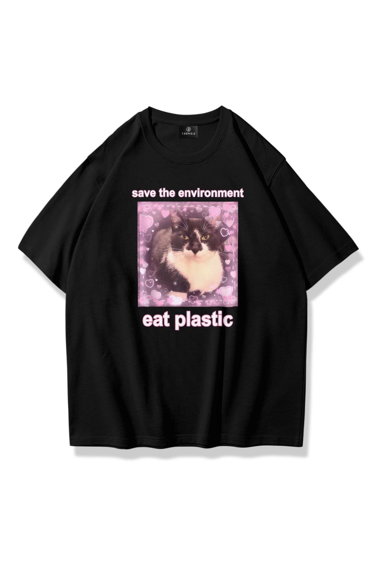 Unisex Save The Environment Tshirt Siyah