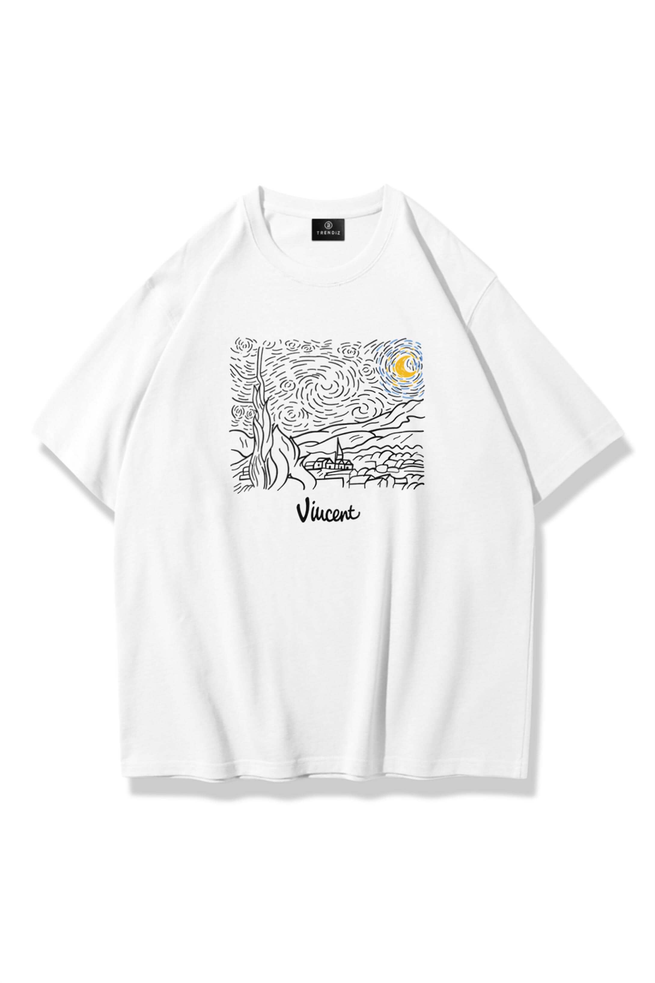 Unisex Vincent Tshirt Beyaz