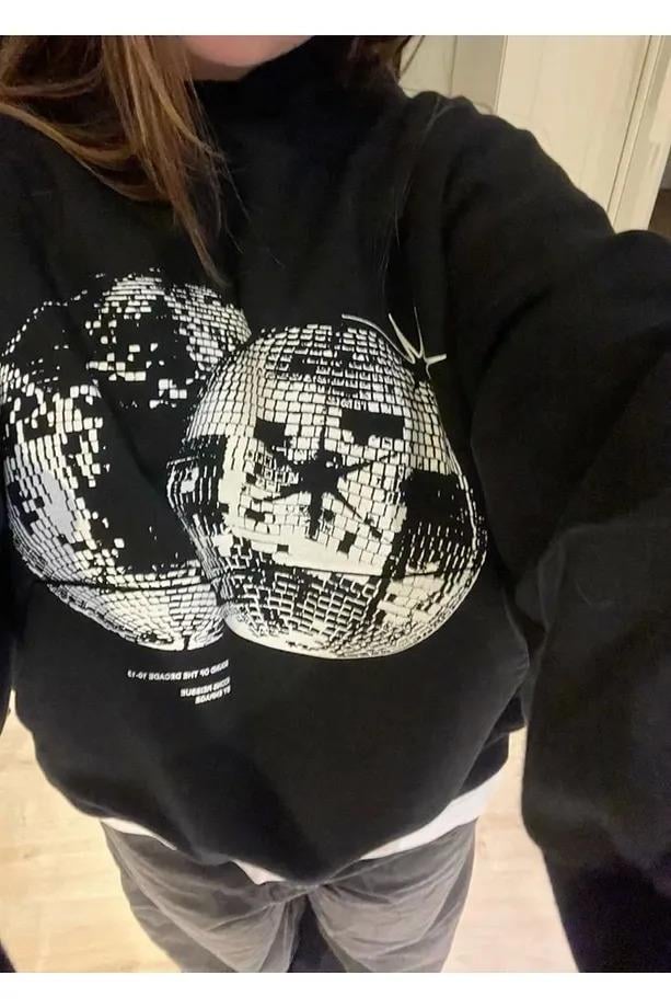 Unisex Disco Ball Sweatshirt Siyah