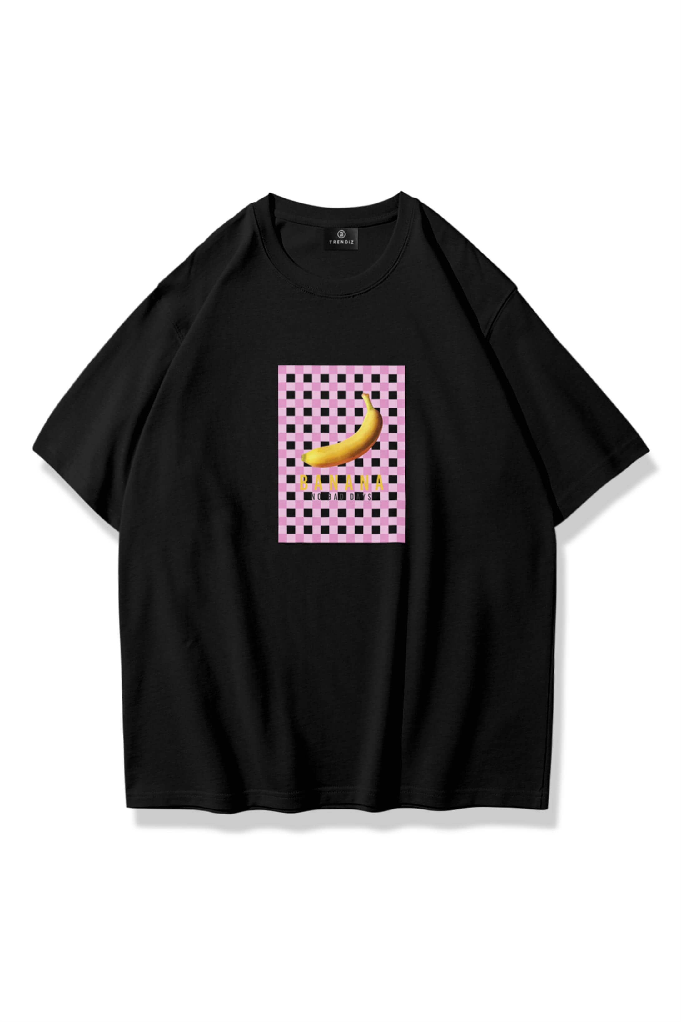 Kadın Banana Ekose Tshirt Siyah
