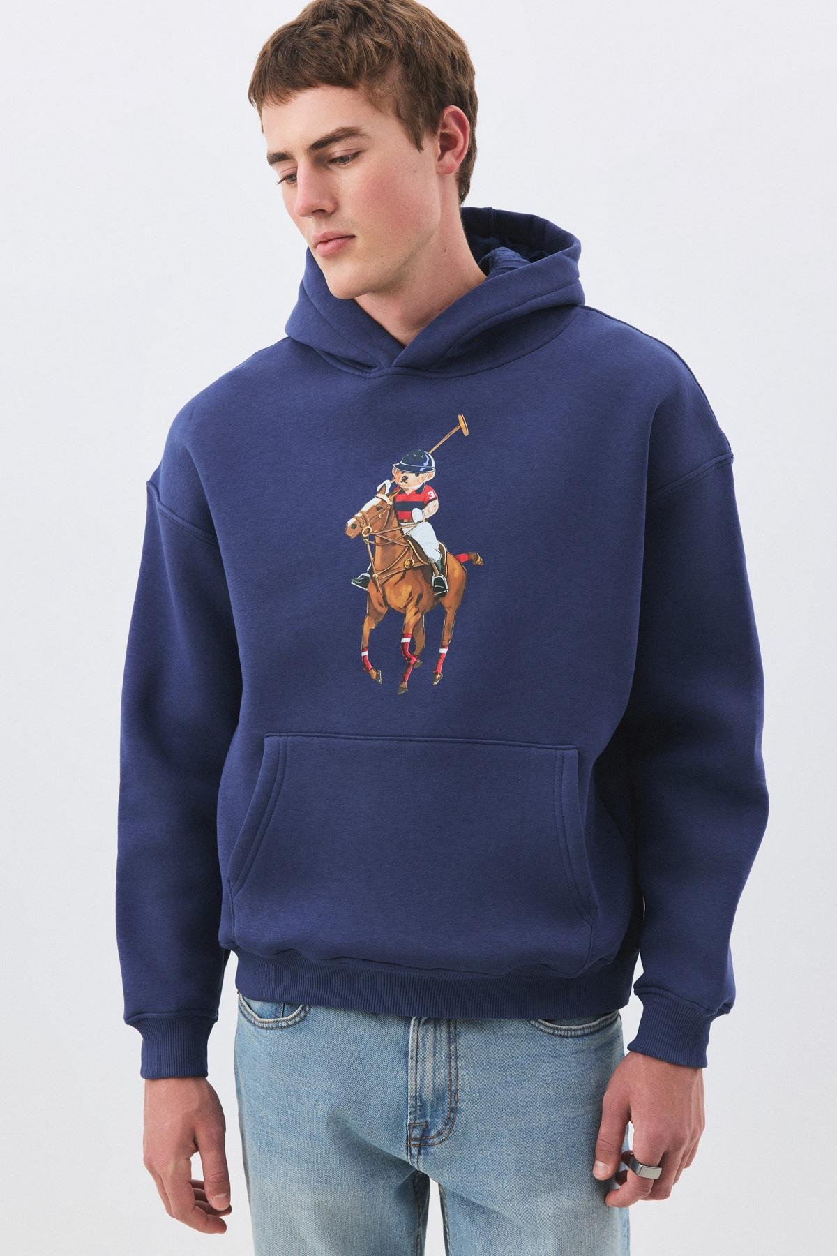 Unisex Teddy Horse Sweatshirt İndigo
