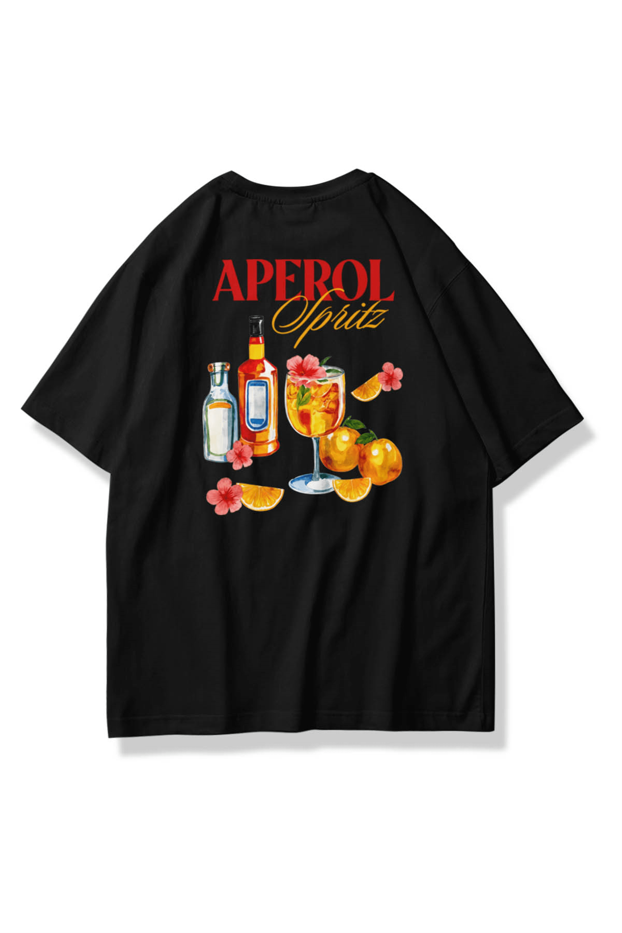 Kadın Flower Aperol Spritz Tshirt Siyah