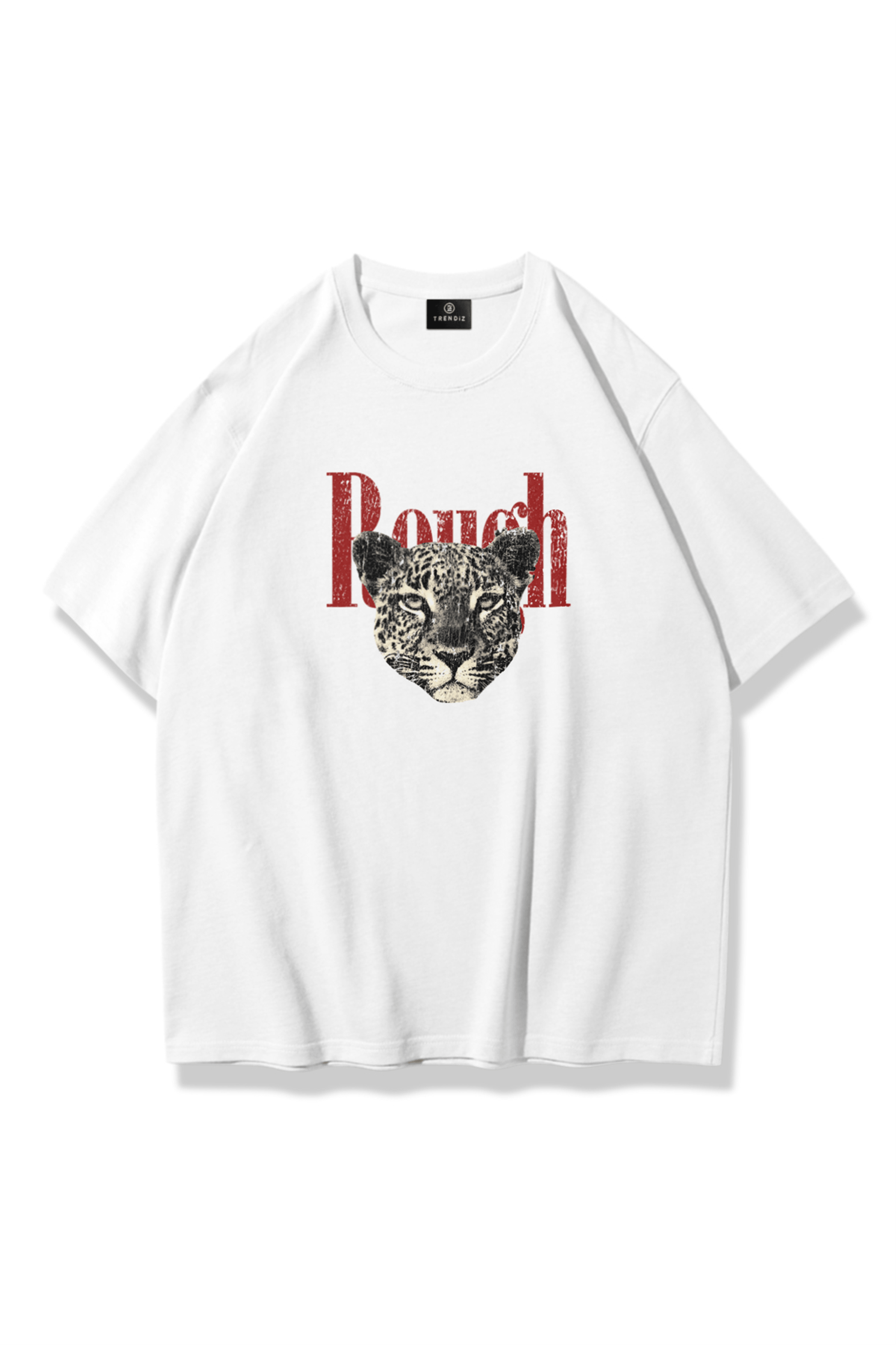 Unisex Rough Leopar Tshirt Beyaz