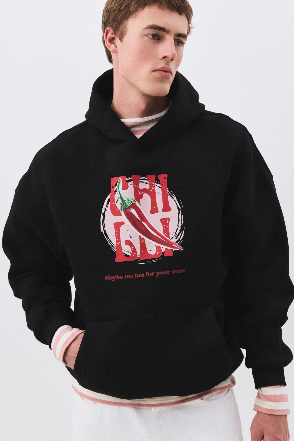 Unisex Chilli too Hot For Your Taste Sweatshirt Siyah