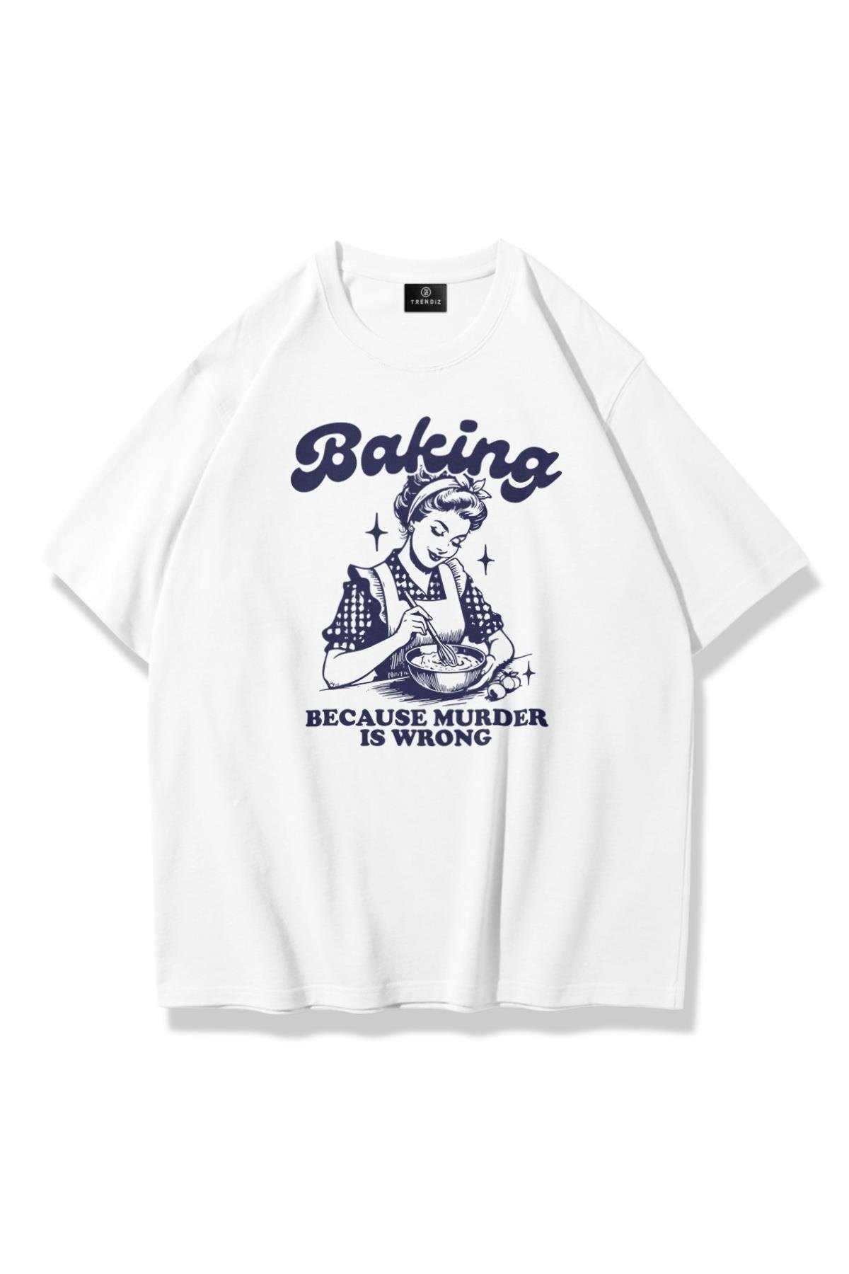 Unisex Baking Tshirt Beyaz