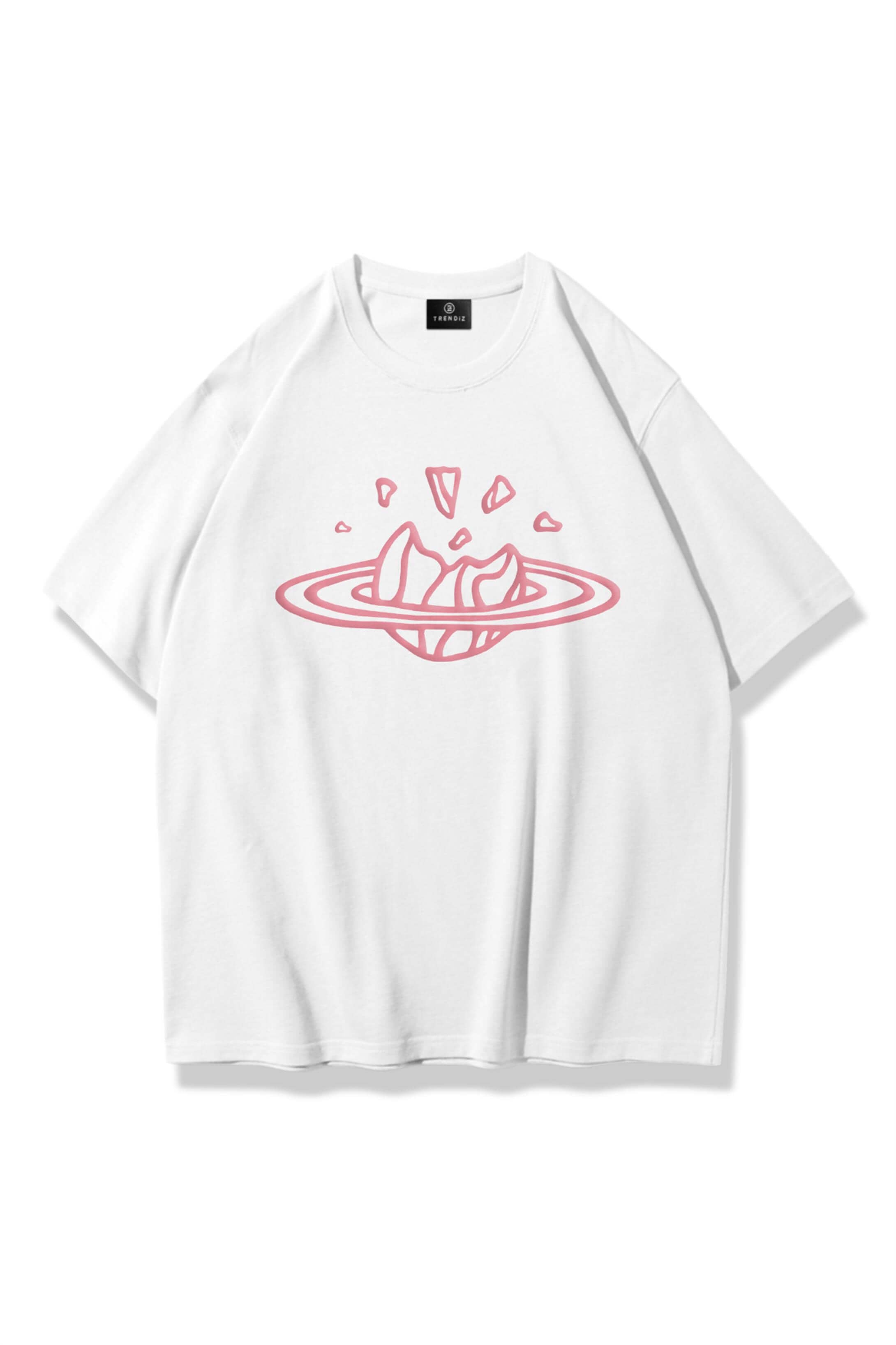 Unisex Outer Space Tshirt Beyaz 