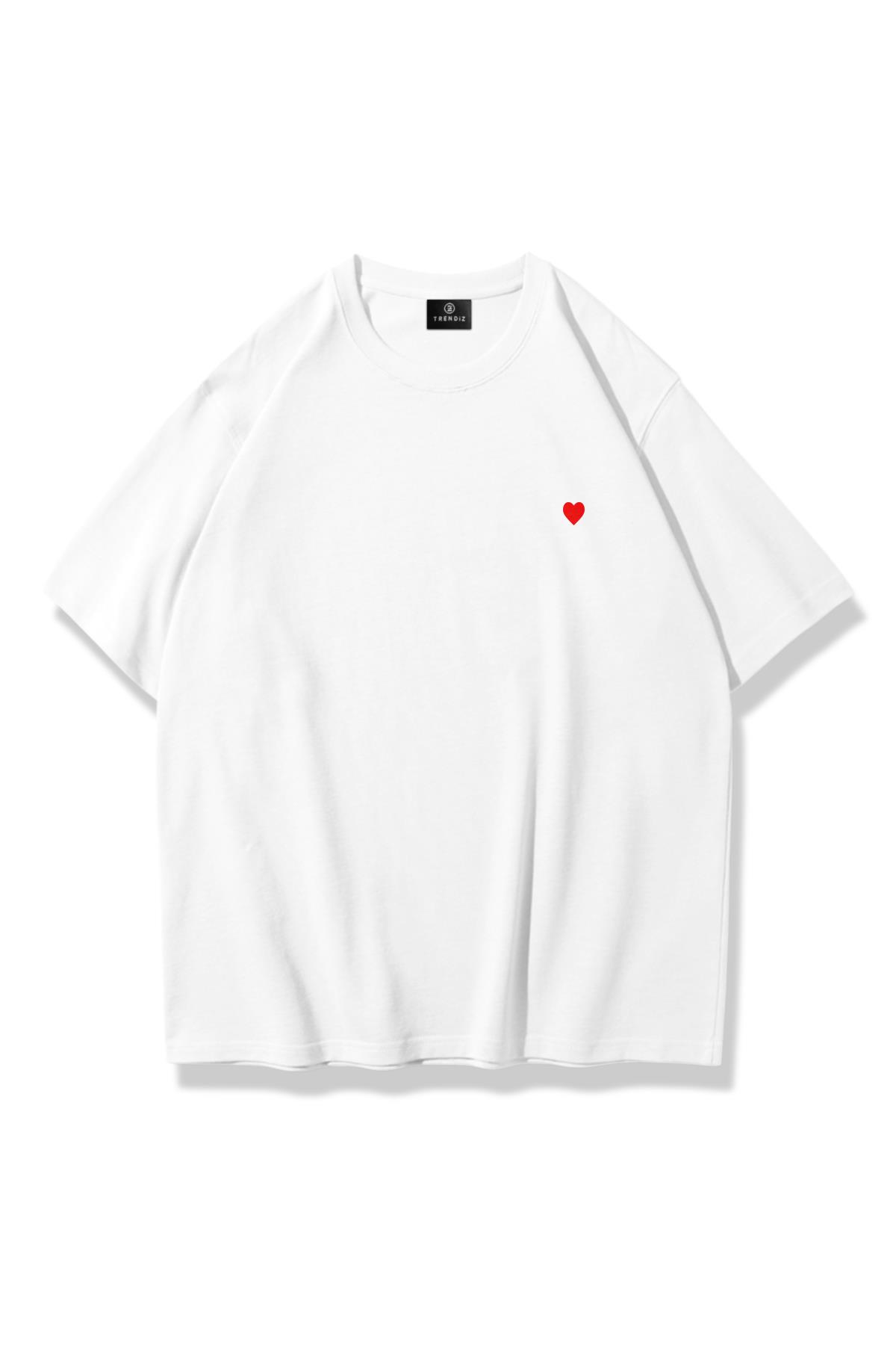 Kadın Minik Kalp Tshirt Beyaz