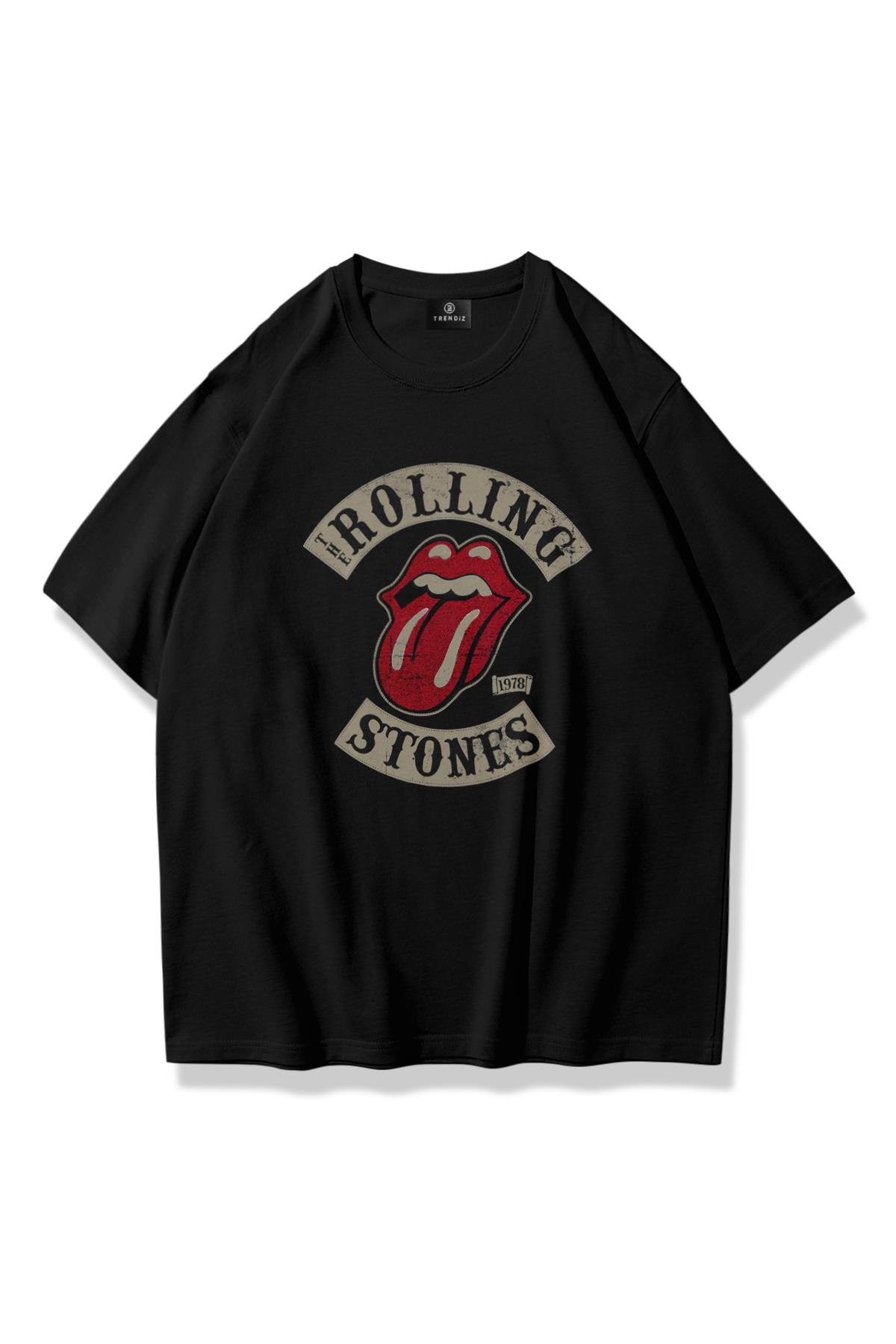 Unisex Rolling Stones 1978 Tshirt Siyah