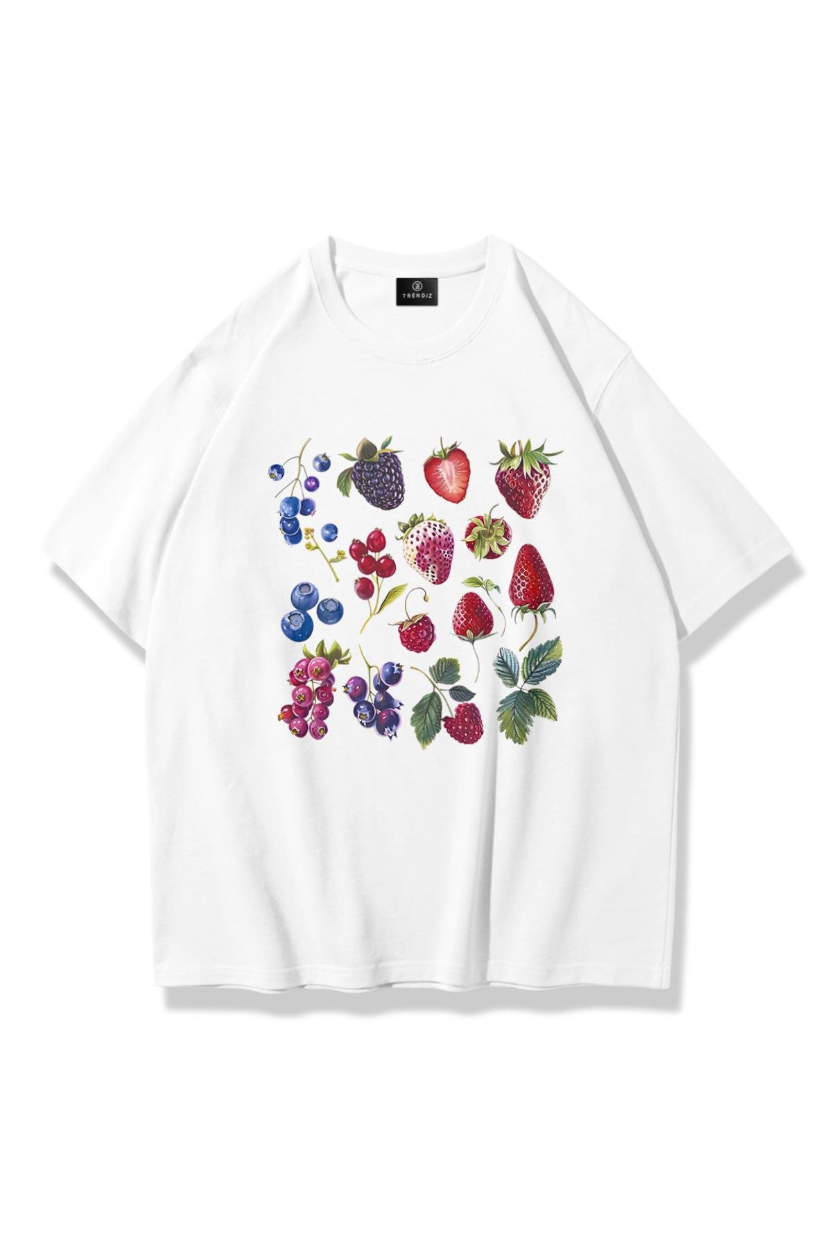 Kadın Berries Tshirt Beyaz