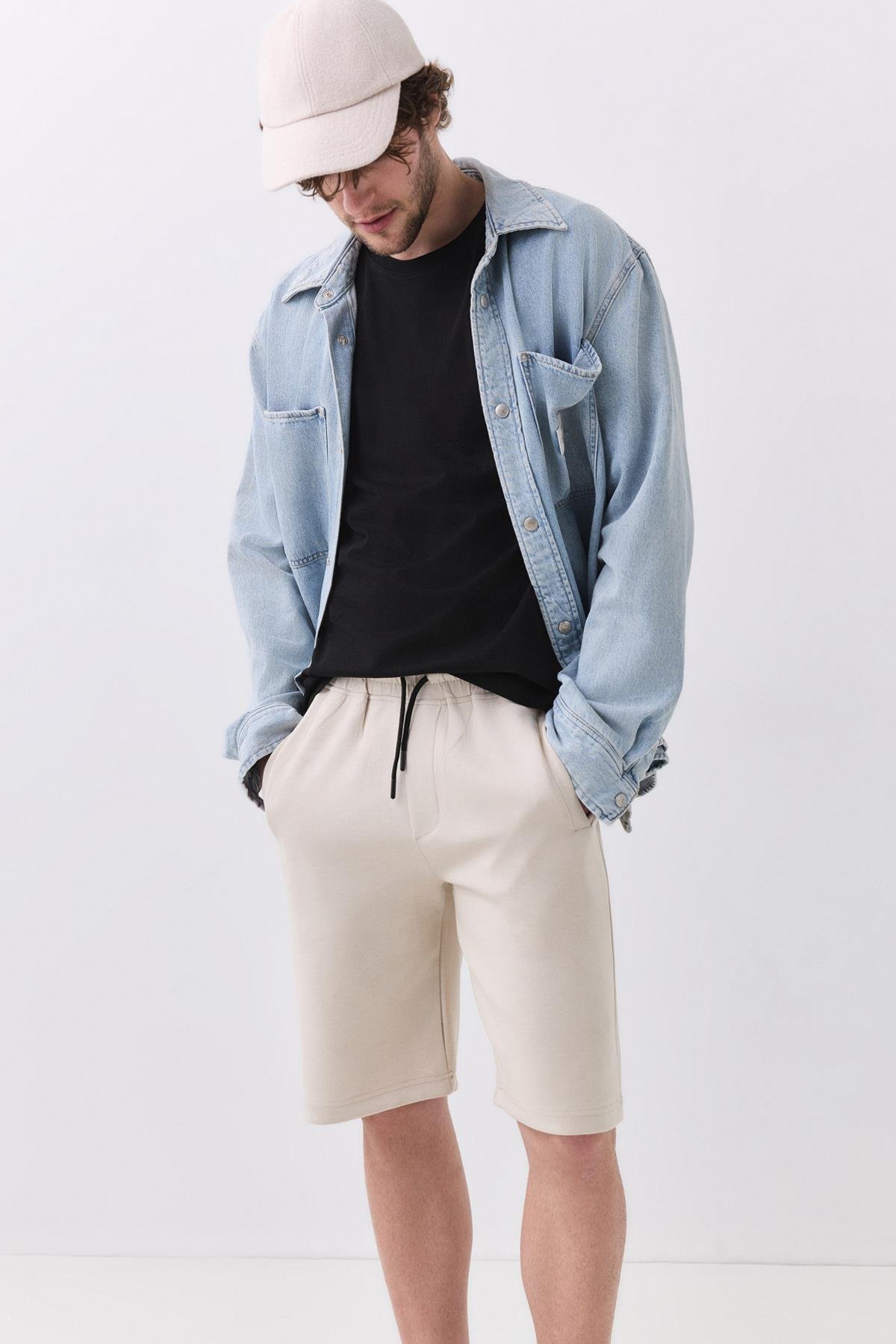 Unisex Comfort Şort Bej 3111