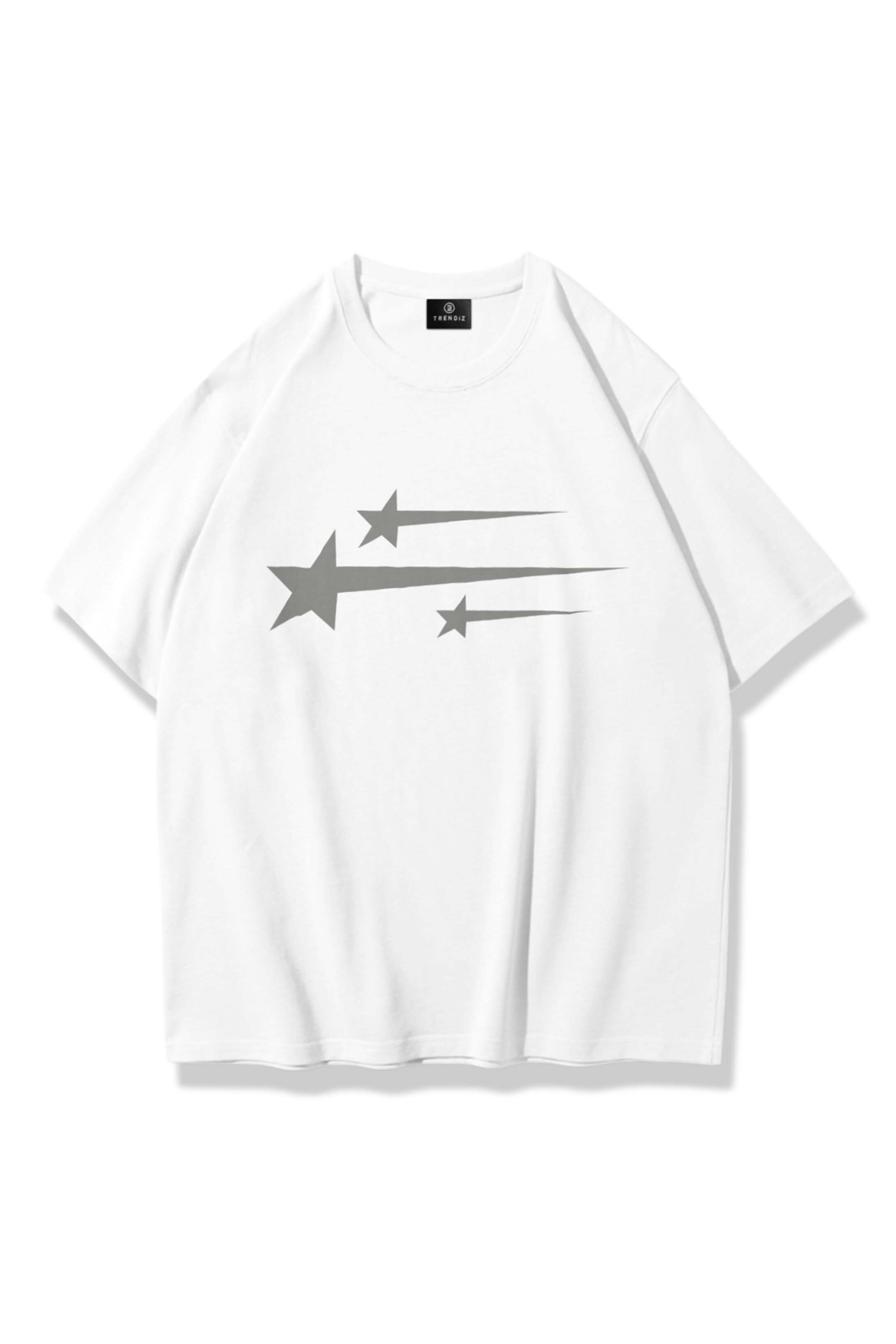 Unisex Three Stars Tshirt Beyaz