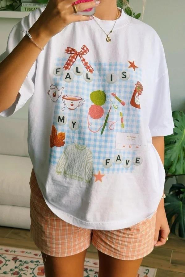 Kadın Fall is My Fave Tshirt Beyaz