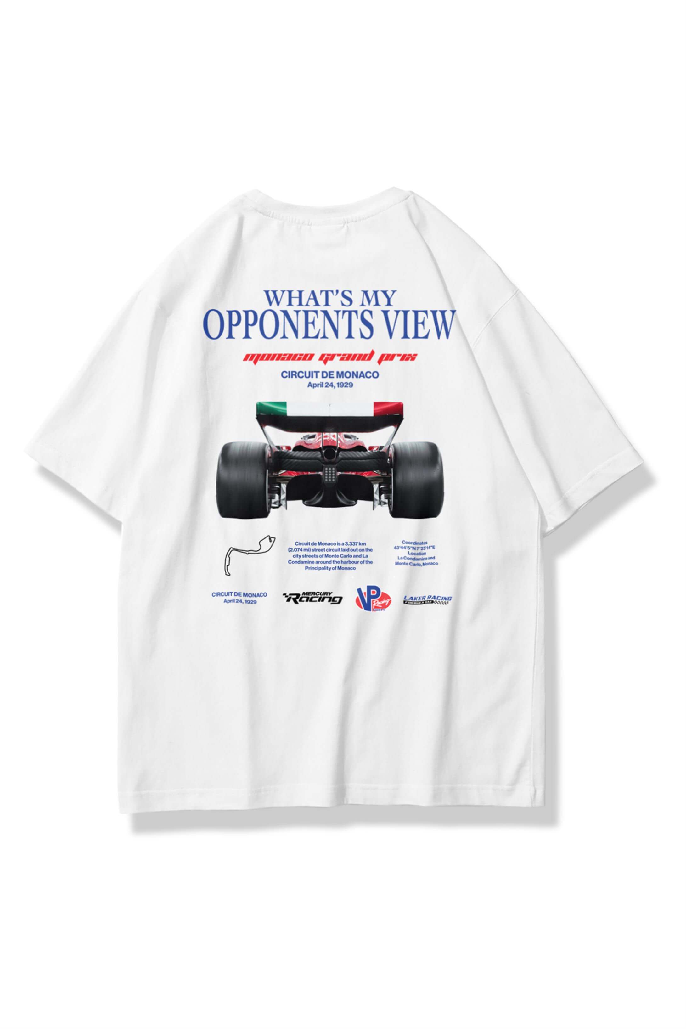 Unisex Monaco Grand Prix Tshirt Beyaz