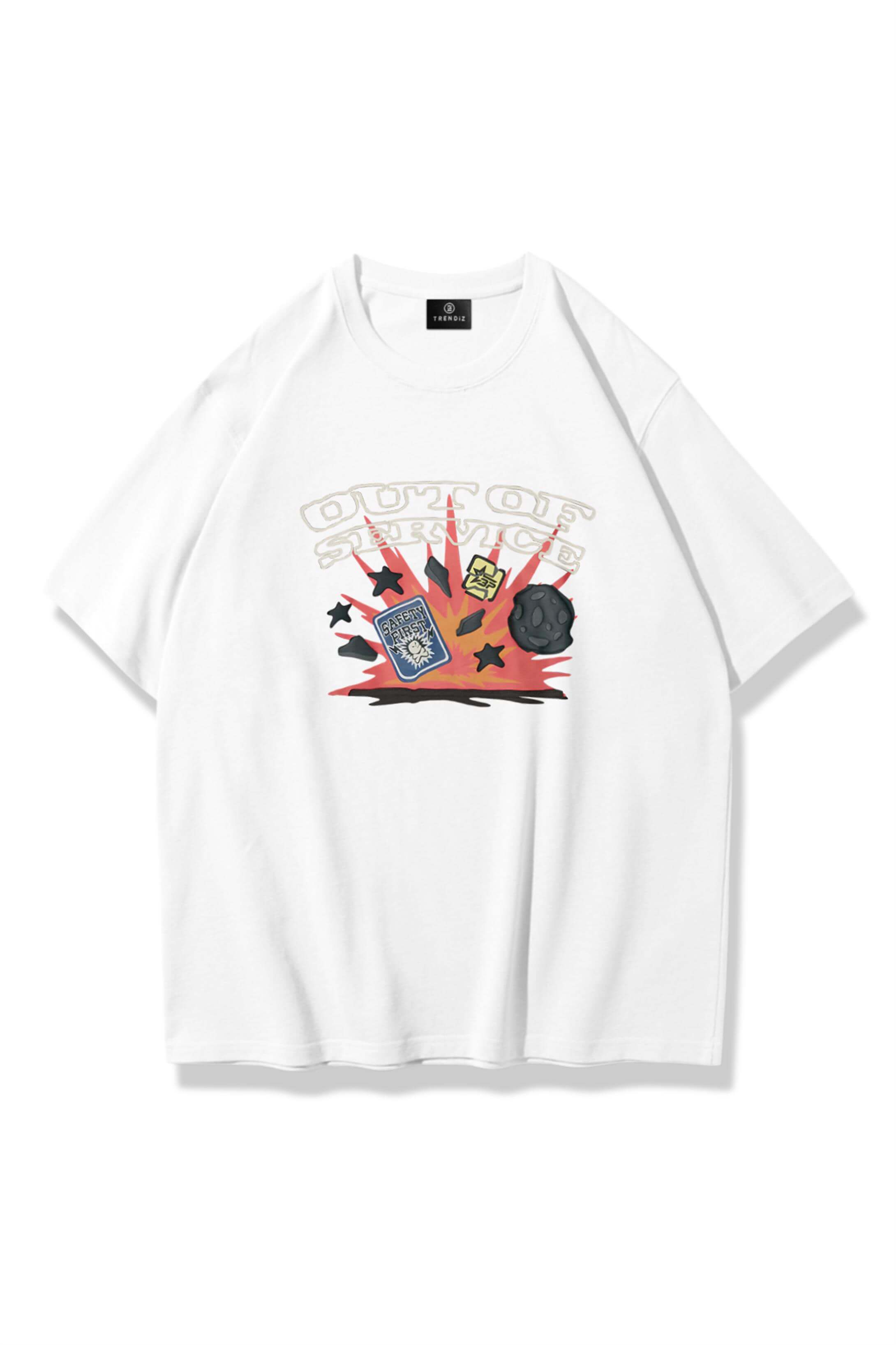 Unisex Out of Service Tshirt Beyaz