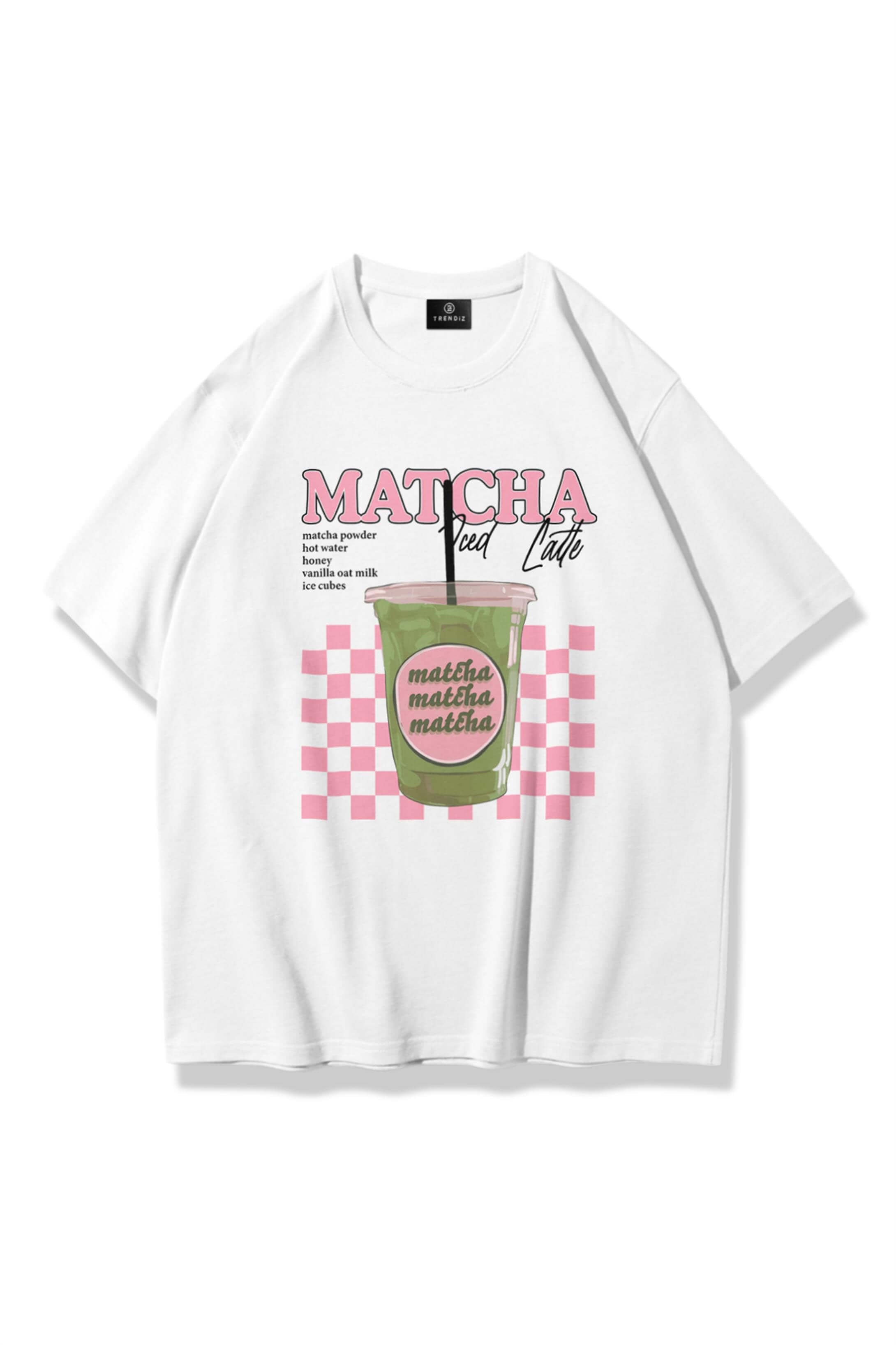 Kadın Matcha iced Latte Tshirt Beyaz