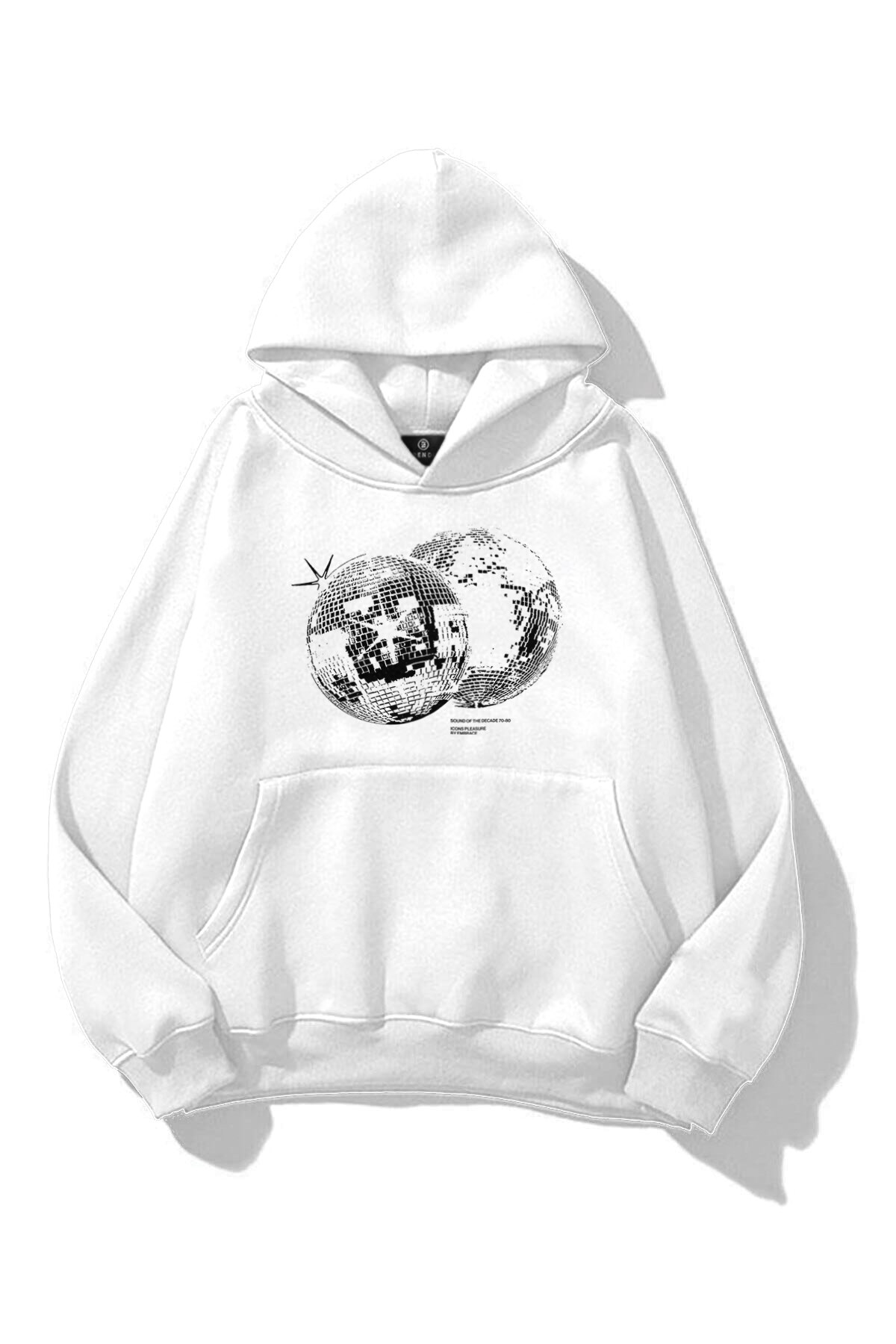 Unisex Disco Ball Sweatshirt Beyaz