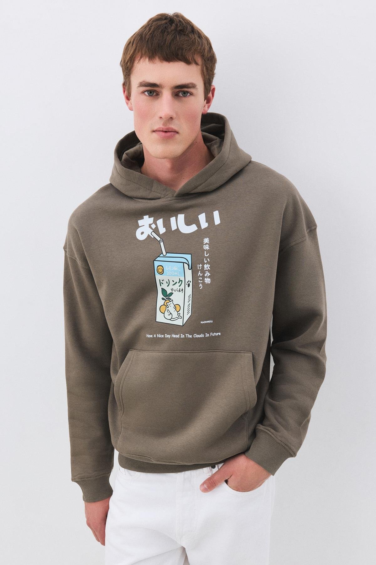 Unisex Cat Lemon Juice Sweatshirt Antrasit