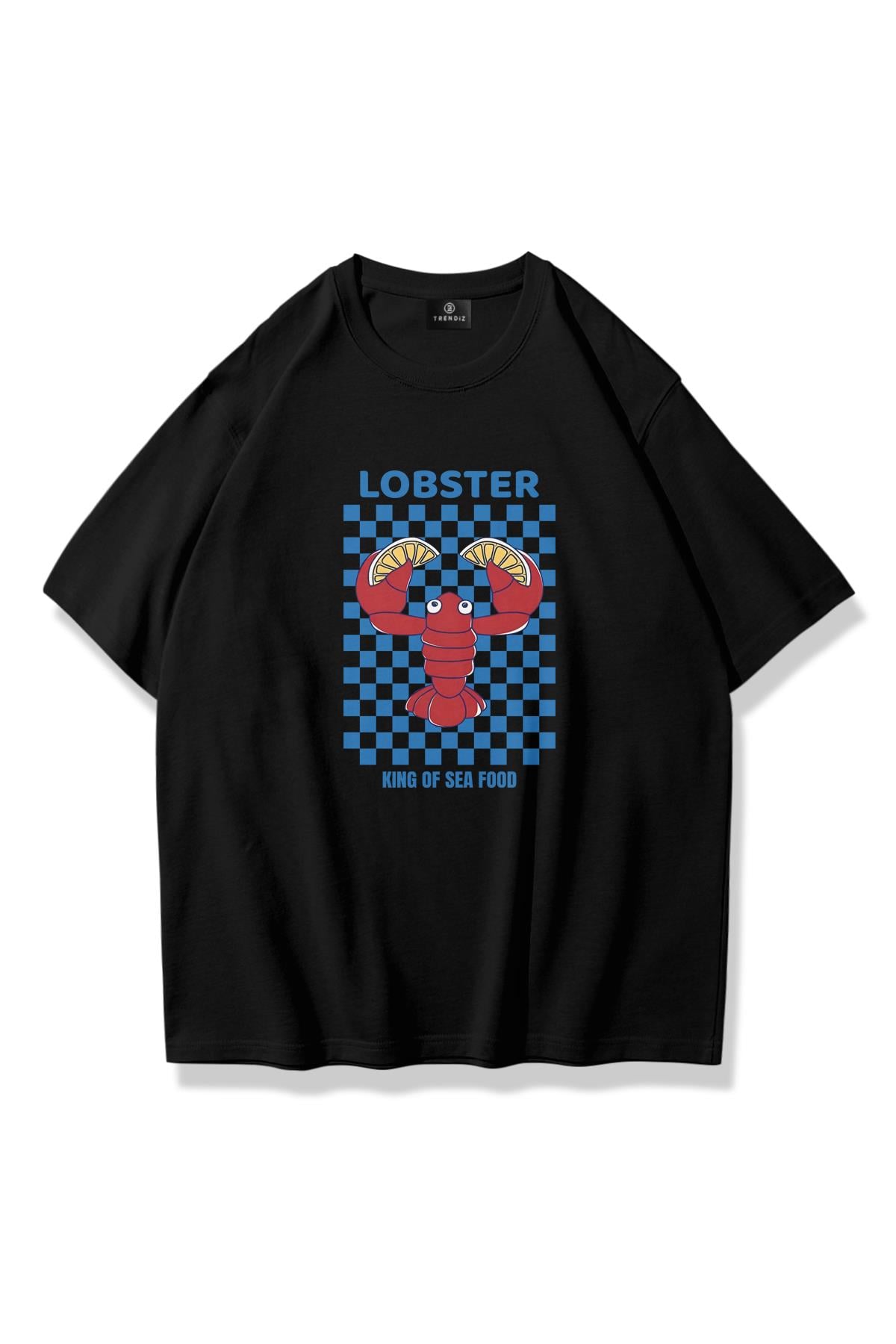 Unisex King of Sea Food Lobster Tshirt Siyah