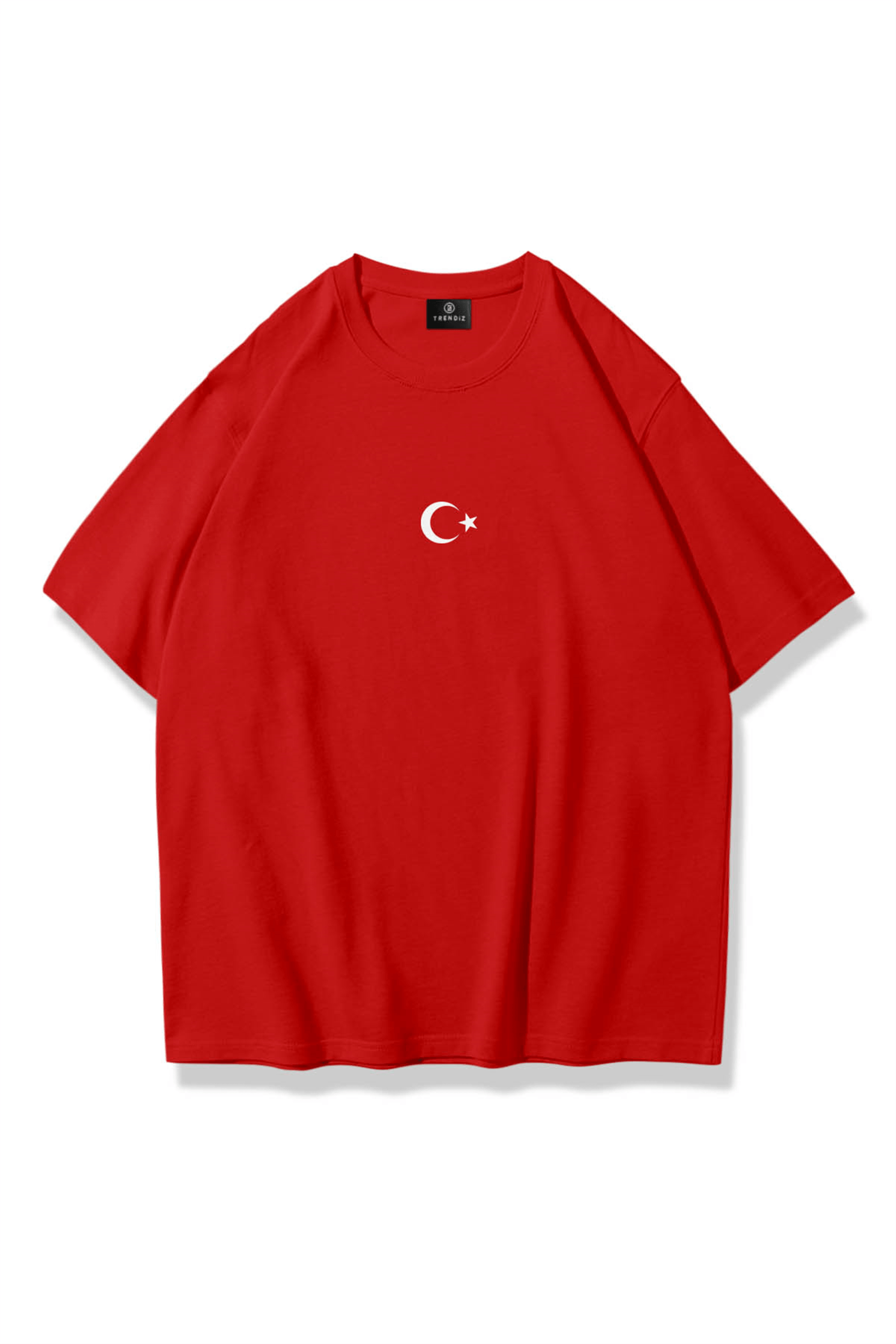 Unisex Ay Yıldız Tshirt Kırmızı