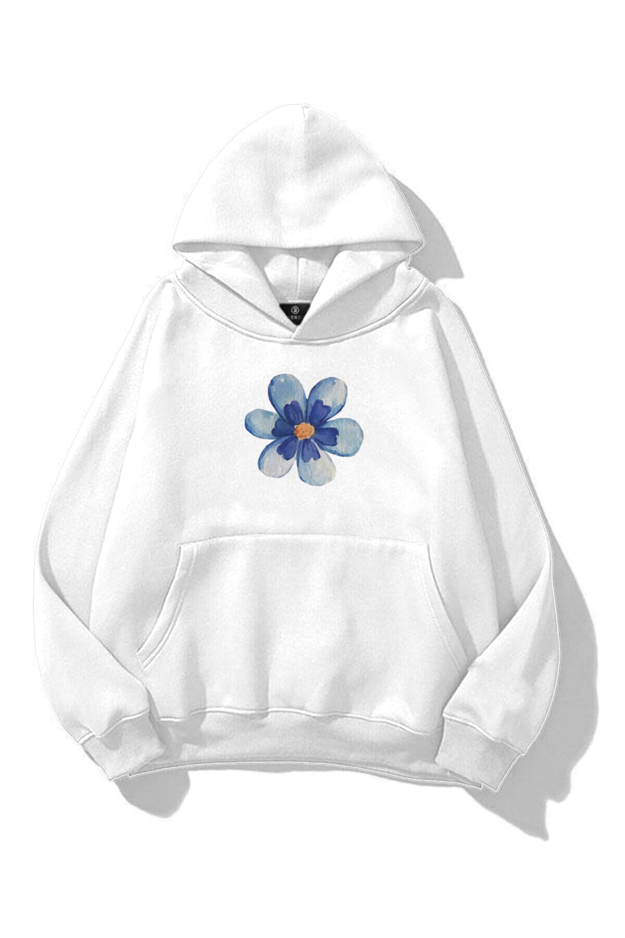 Kadın Blue Flower Sweatshirt Beyaz