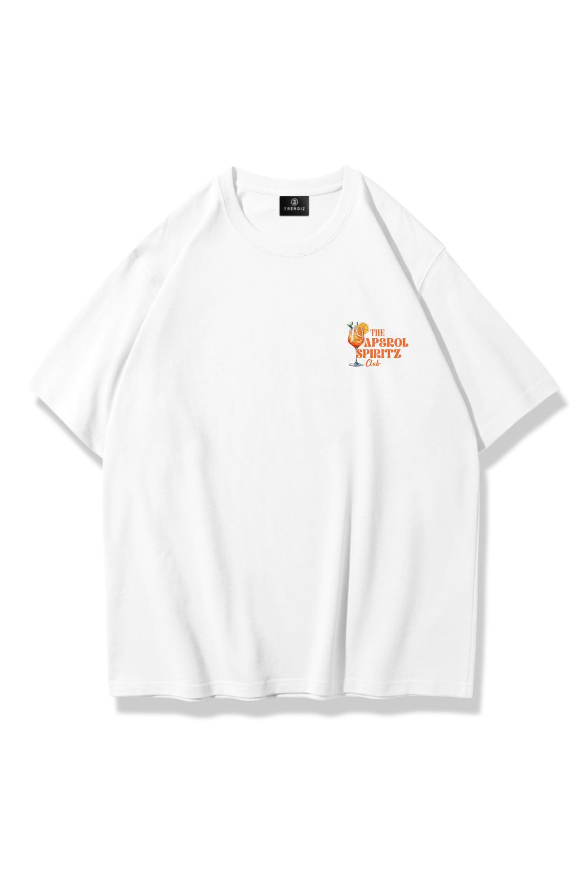 Unisex 101 The Aperol Spiritz Club Göğüs Tshirt Beyaz
