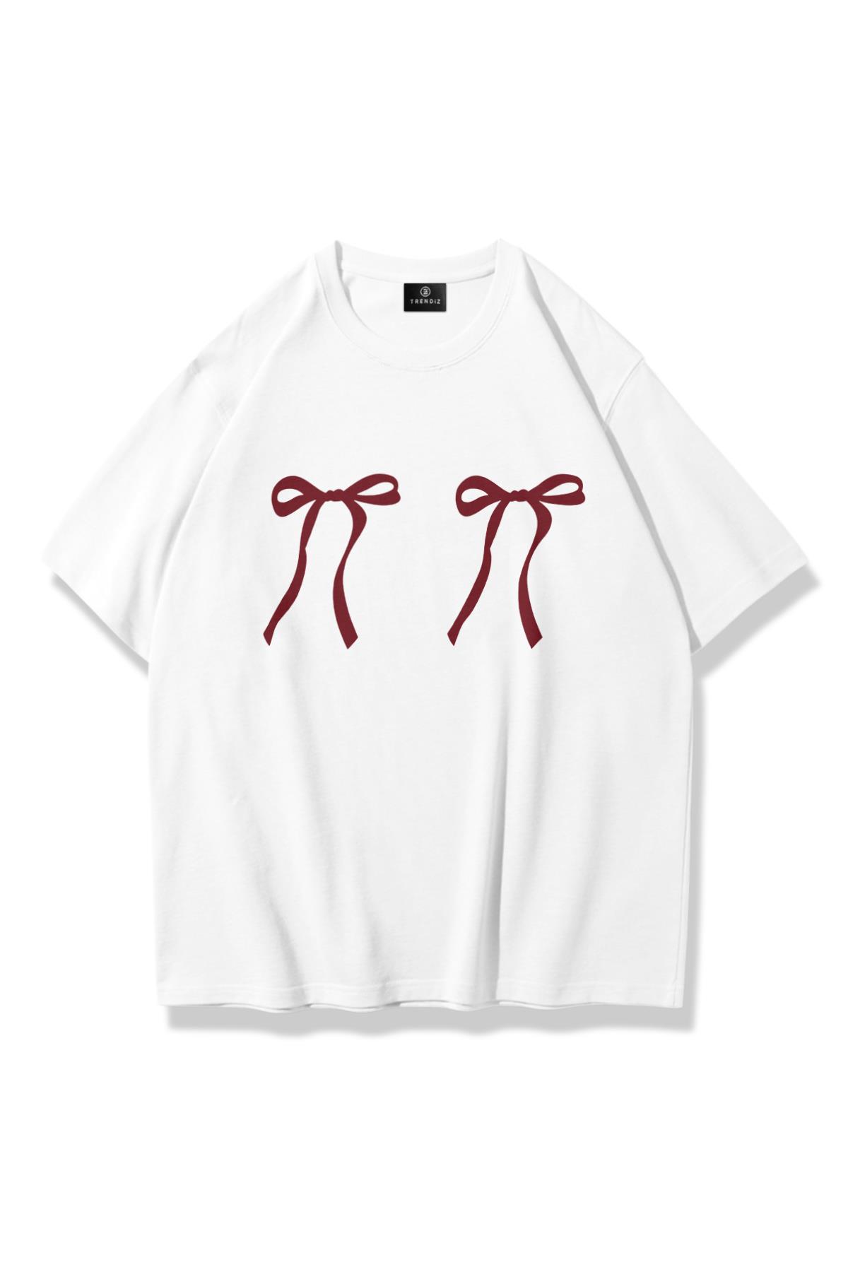 Unisex Çift Kurdele Tshirt Beyaz