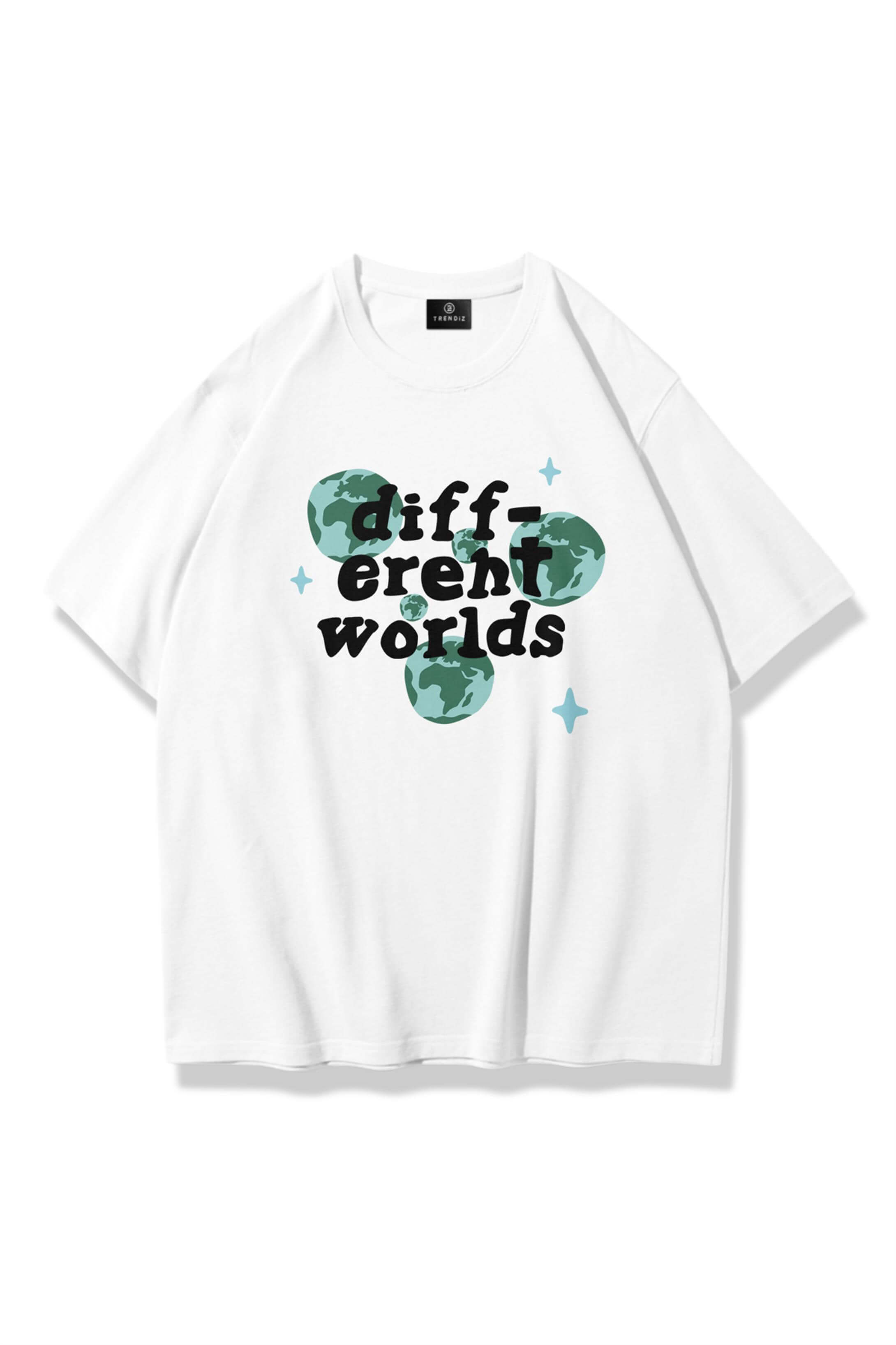 Unisex Different Worlds Tshirt Beyaz 