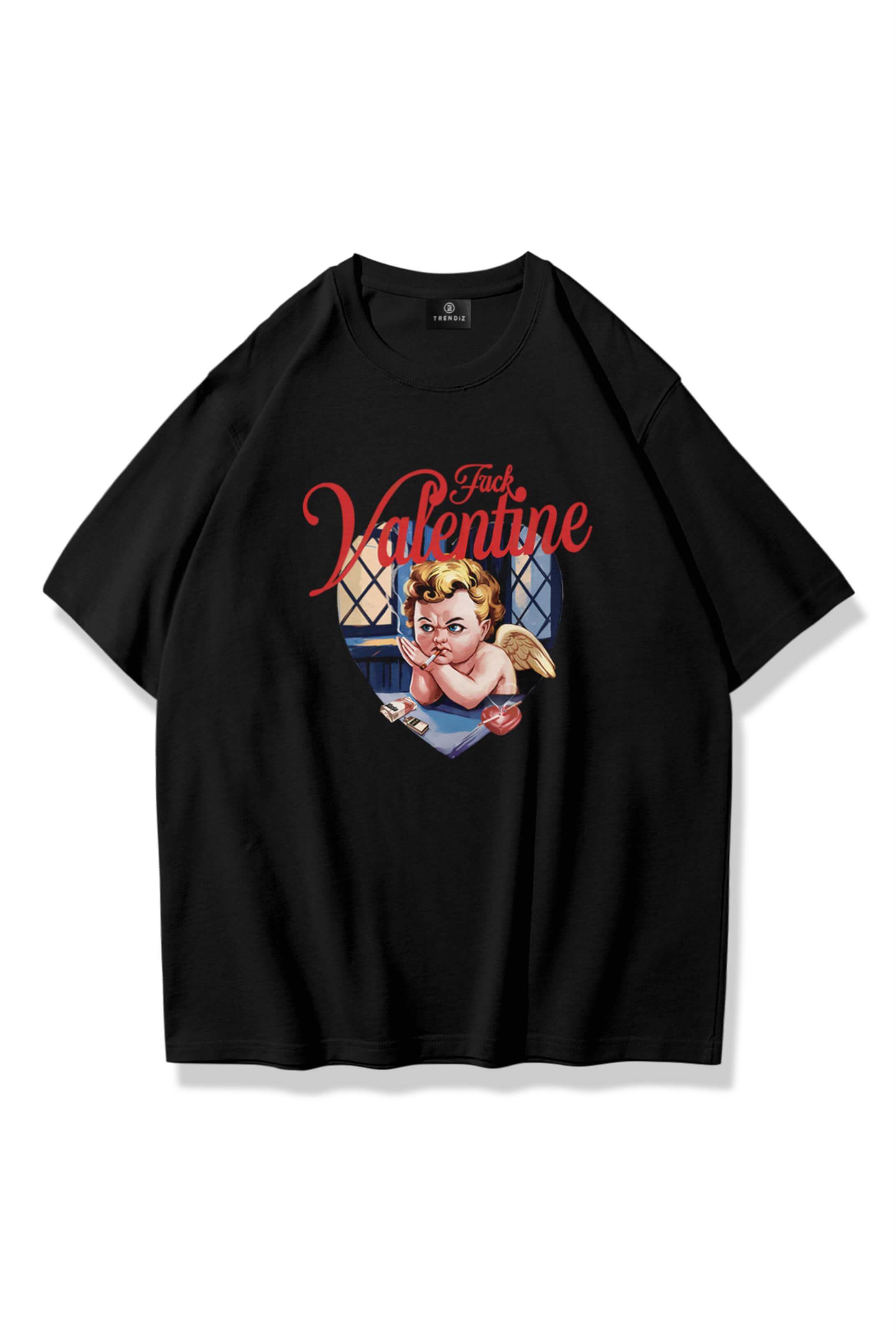 Kadın Fck Valentine Tshirt Siyah