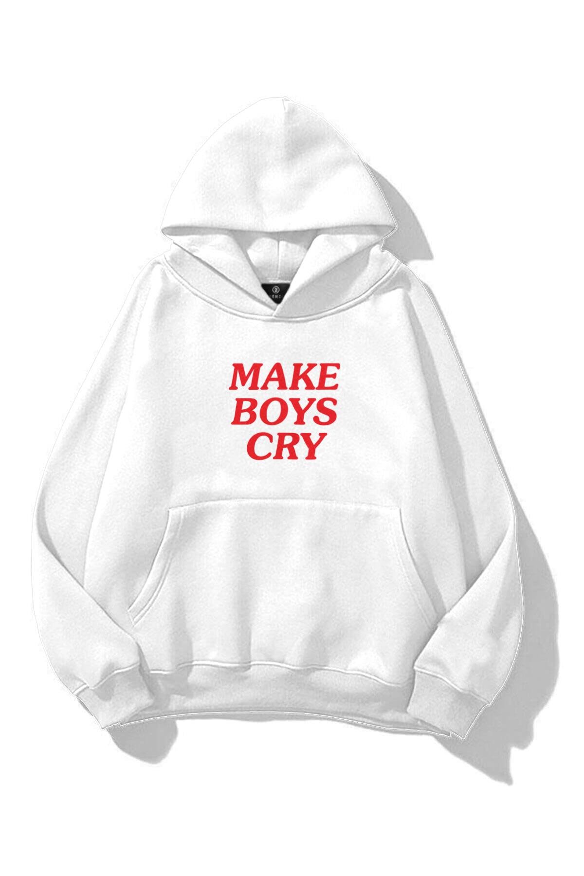 Unisex Make Boys Cry Sweatshirt Beyaz