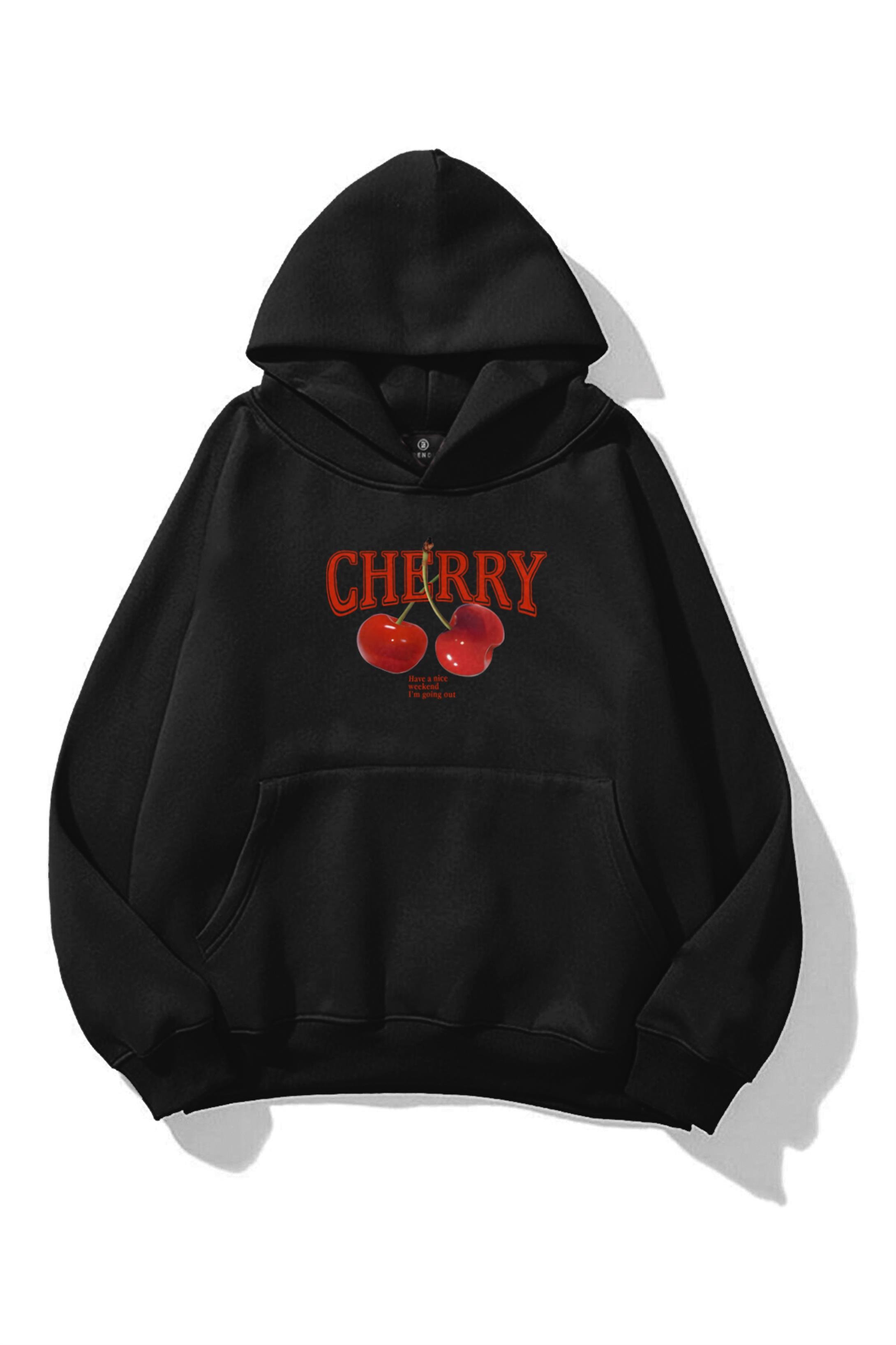 Kadın Have a Nice Weekend Cherry Sweatshirt Siyah