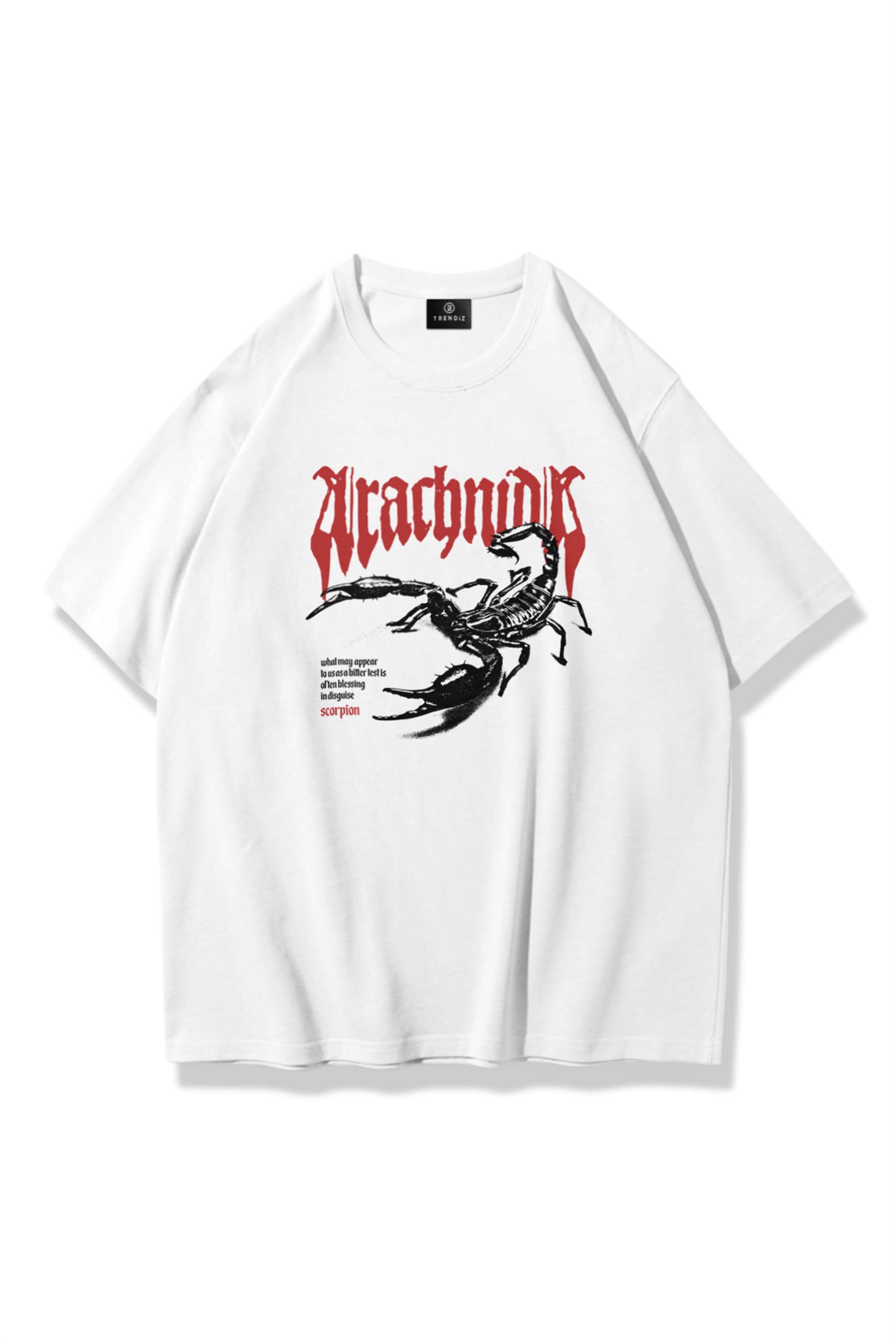 Unisex Arachnoid Scorpion Tshirt Beyaz
