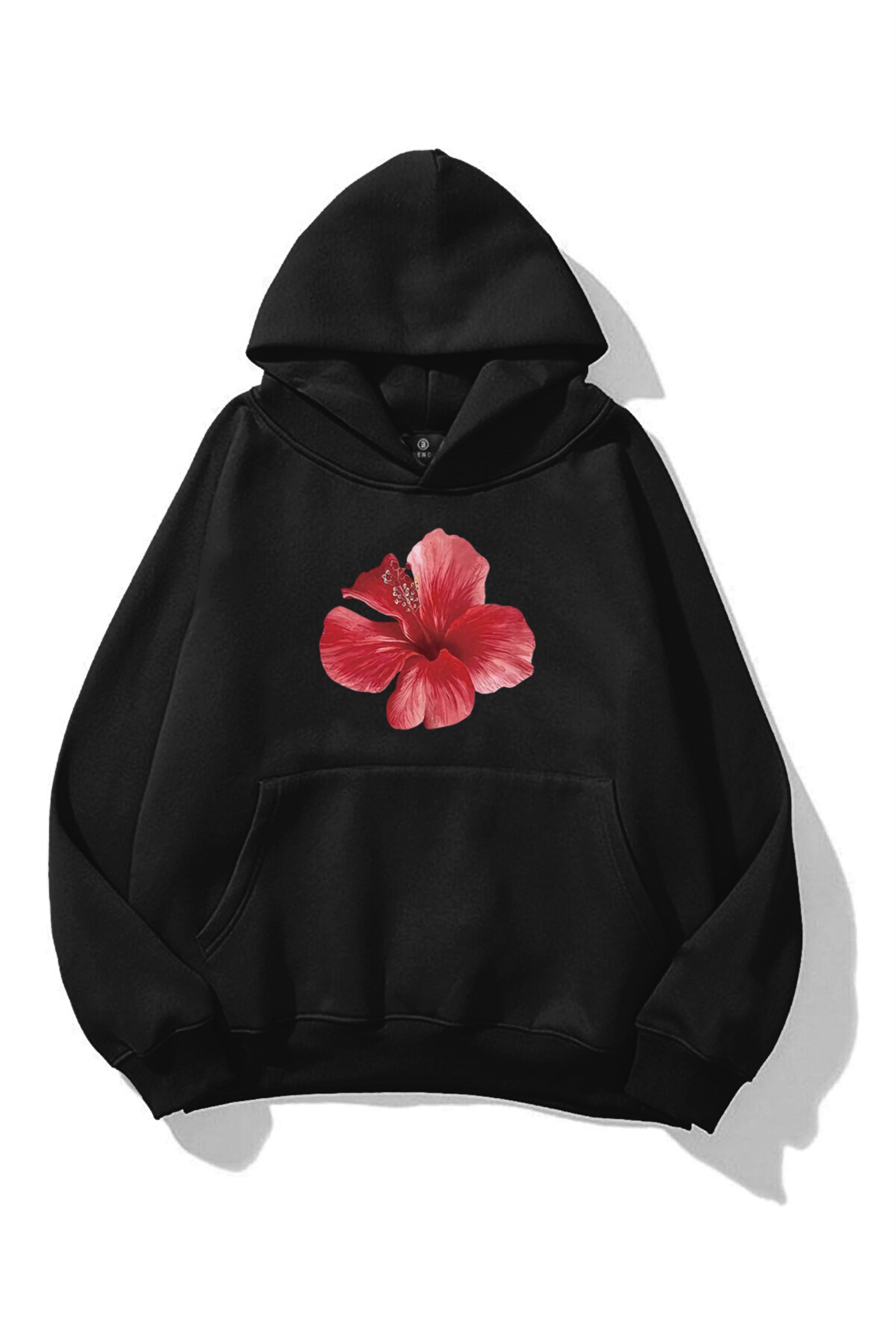 Kadın Red Hibiscus Sweatshirt Siyah