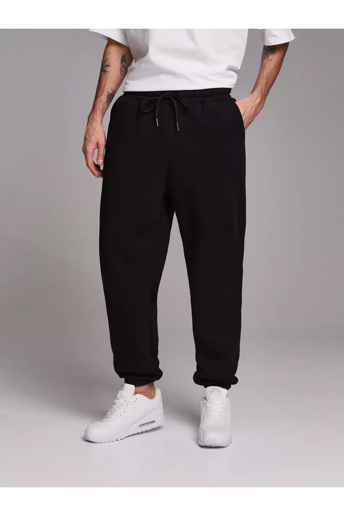 Unisex Paçası Lastikli Eşofman Altı Siyah 2041