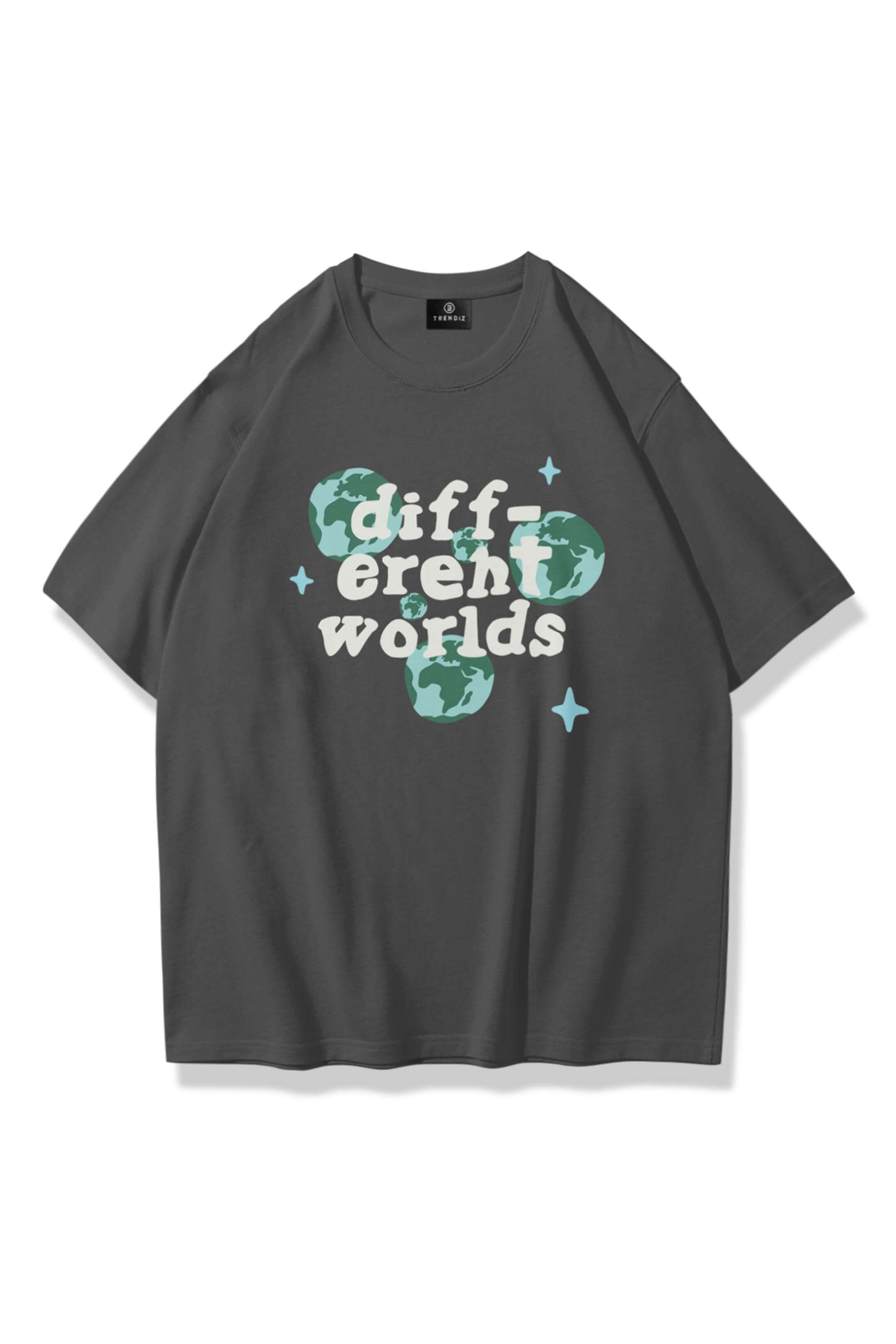 Unisex Different Worlds Tshirt Antrasit 