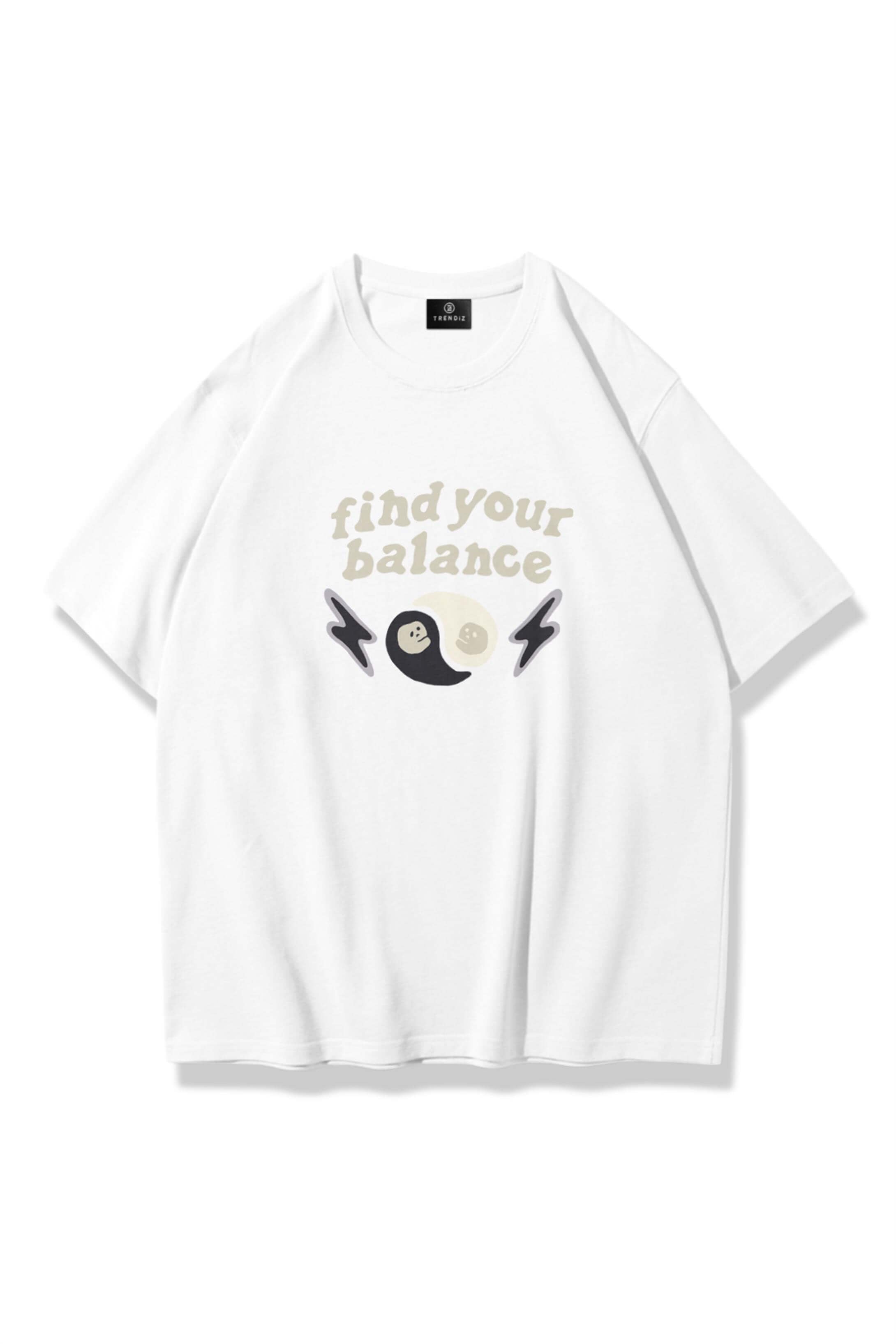 Unisex Find Your Balance Tshirt Beyaz