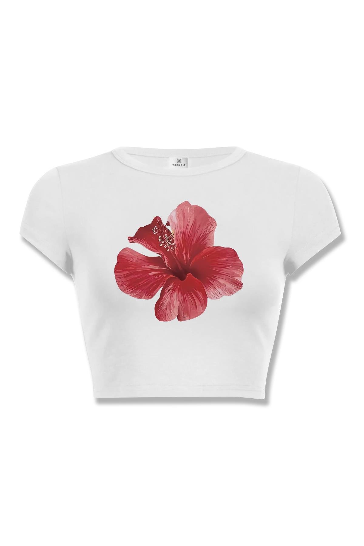 Kadın Hibiscus Crop Beyaz