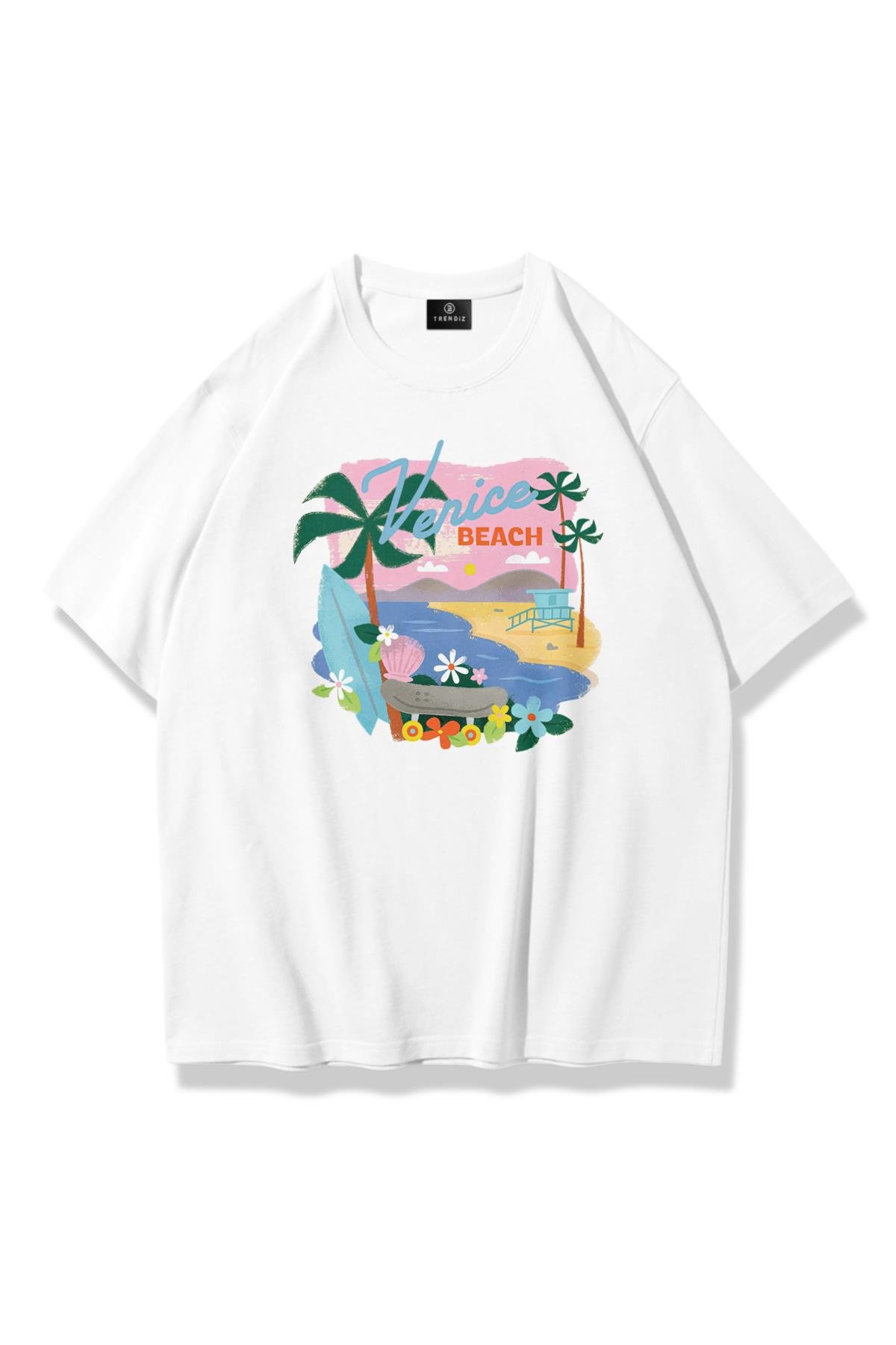 Unisex Venice Beach Tshirt Beyaz