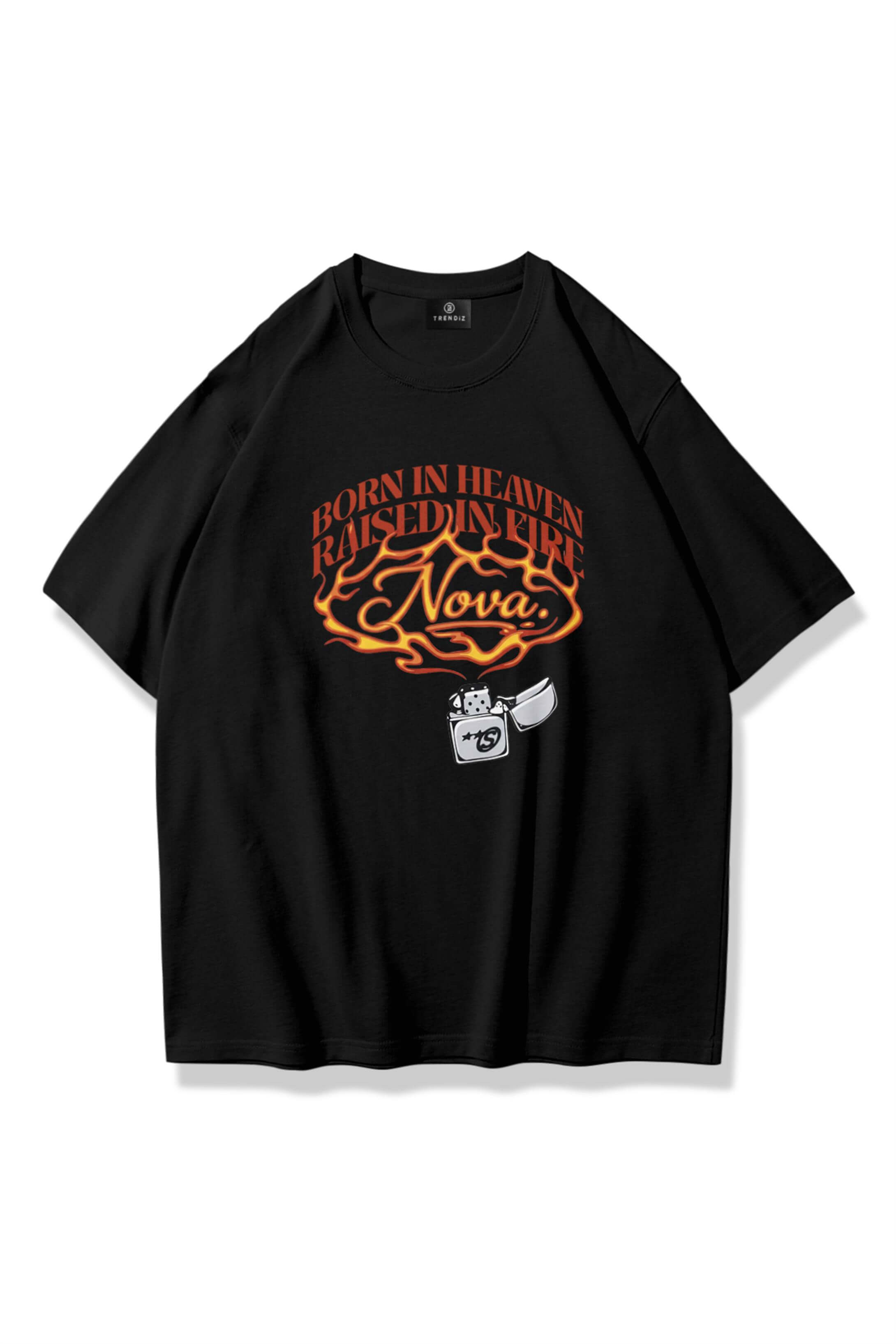 Unisex Born in Heaven Tshirt Siyah