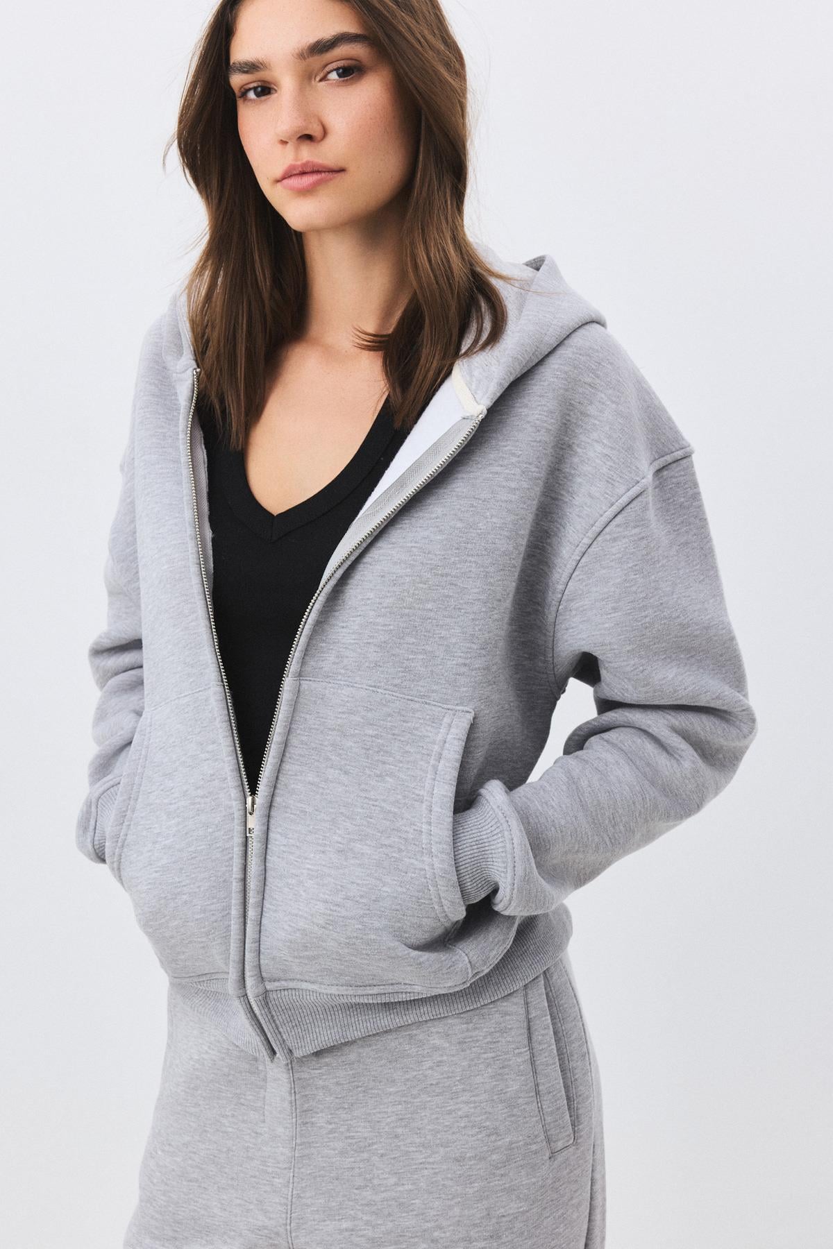 Kadın Premium Fermuarlı Kapşonlu Sweatshirt Grimelanj 2032